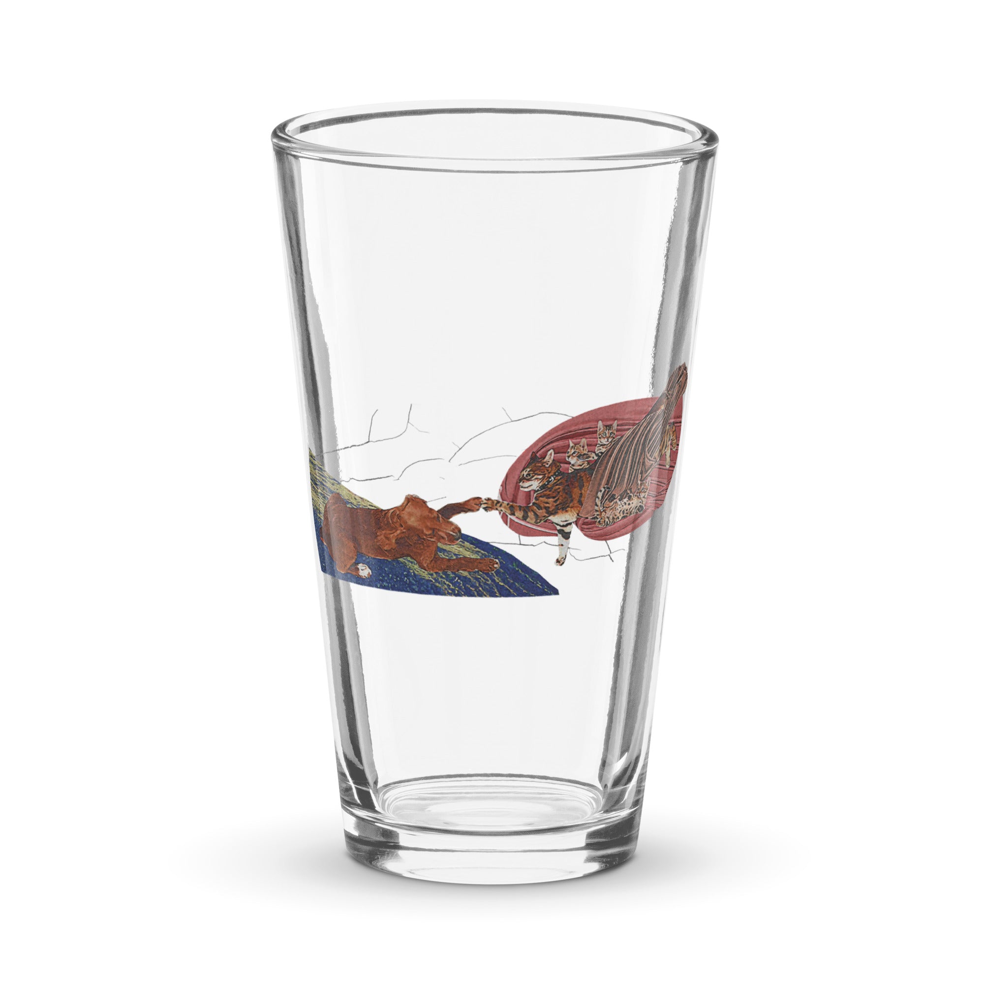 a shot glass with a picture of a man and a woman on it
