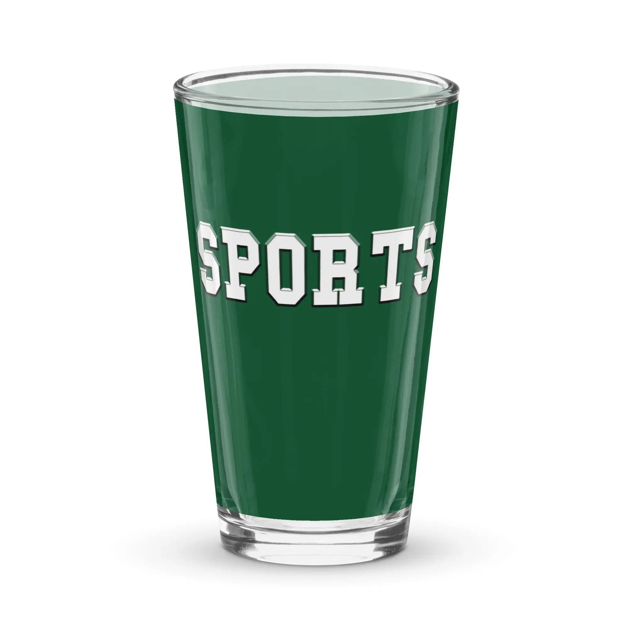 a shot glass with the word sports on it