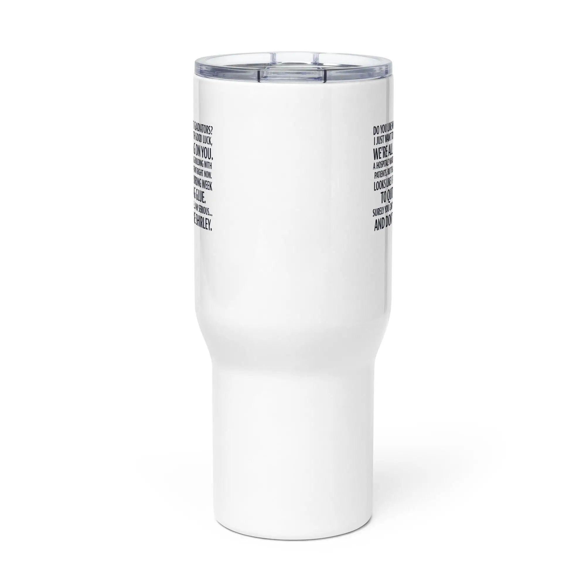 Airplane! Travel mug with a handle