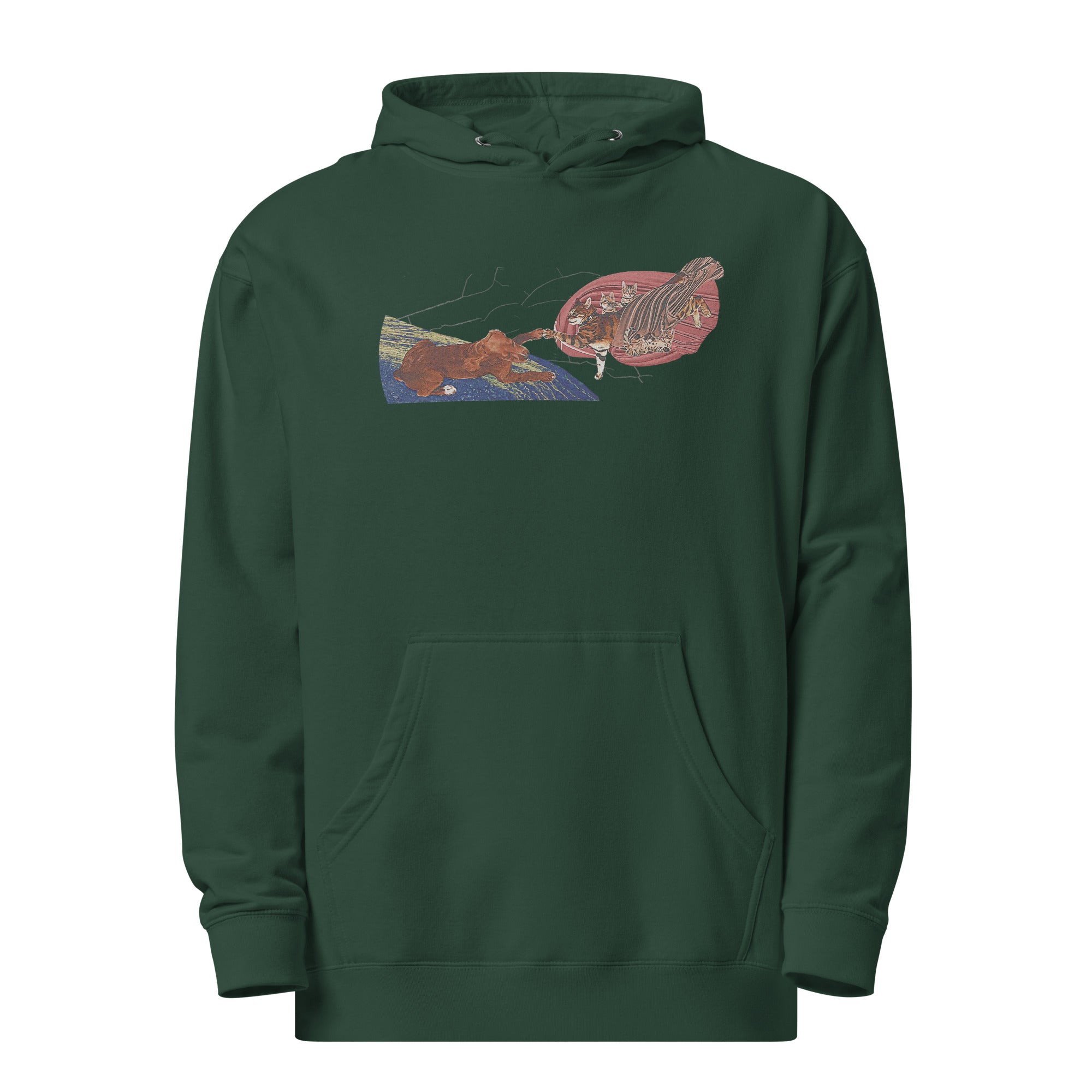 a green hoodie with a picture of a fish on it