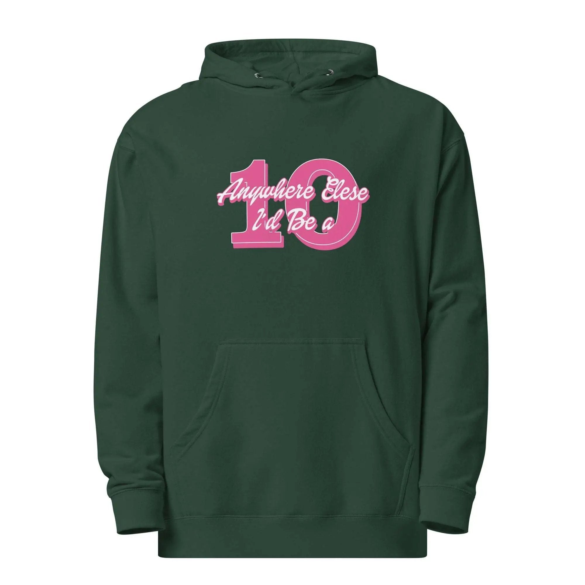 a green hoodie with the number ten on it