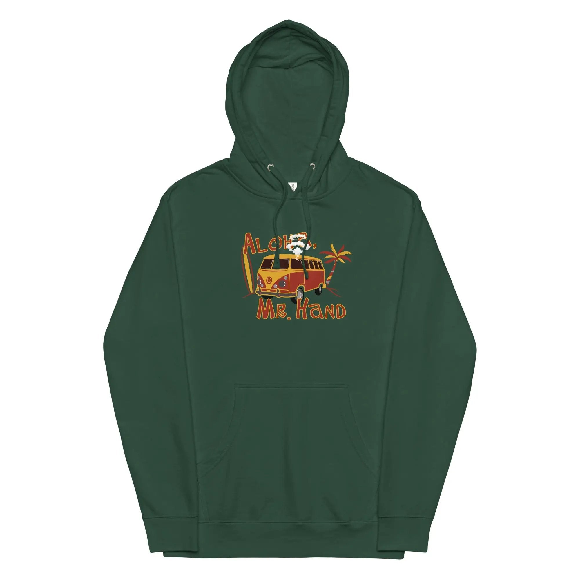 a green hoodie with an image of a car and a skull on it