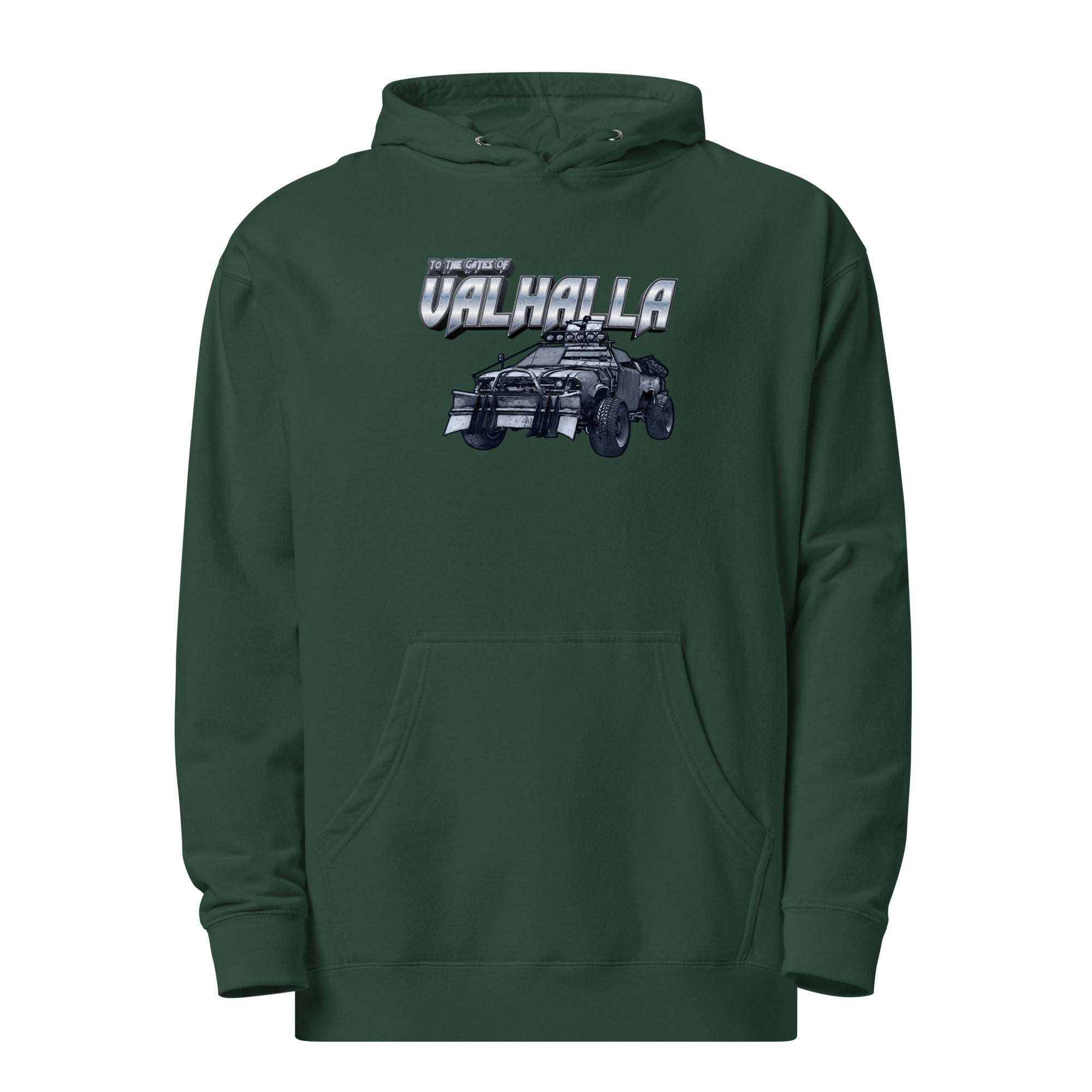 a green hoodie with a picture of a truck on it