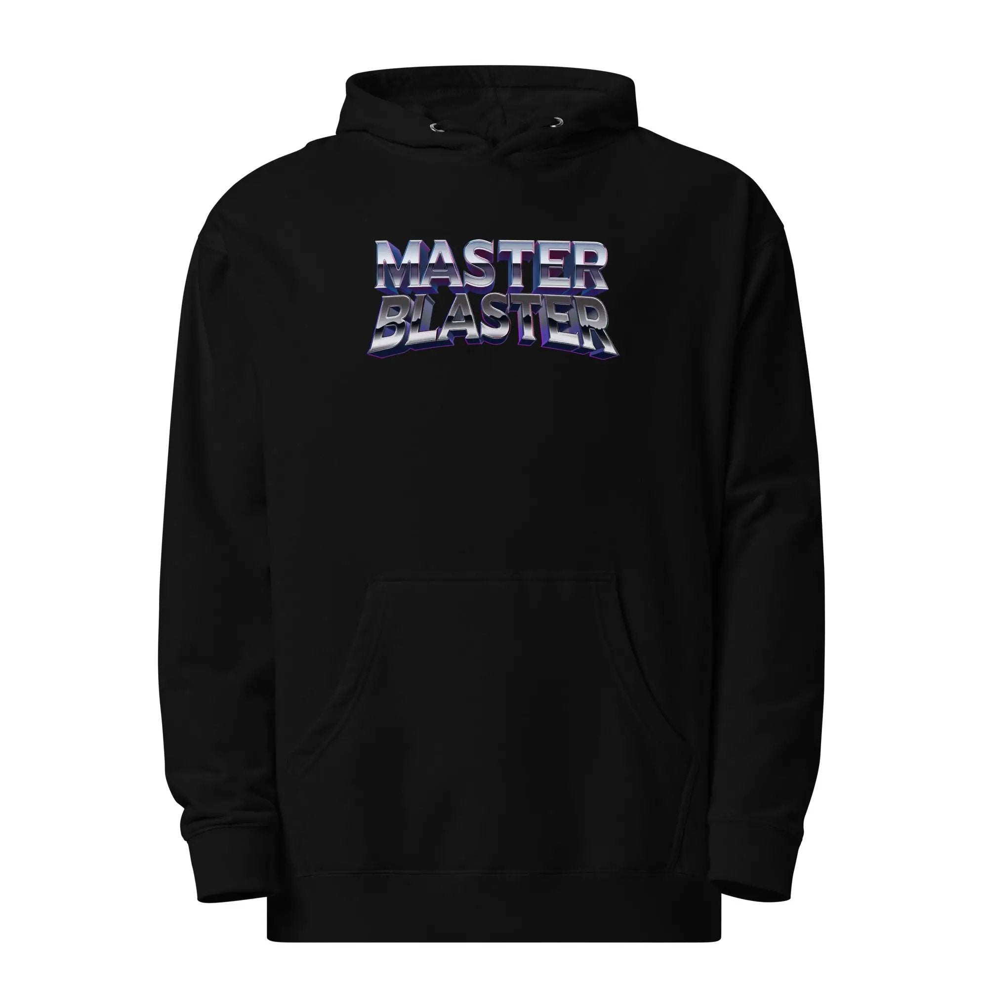 a black hoodie with the words master blaster printed on it