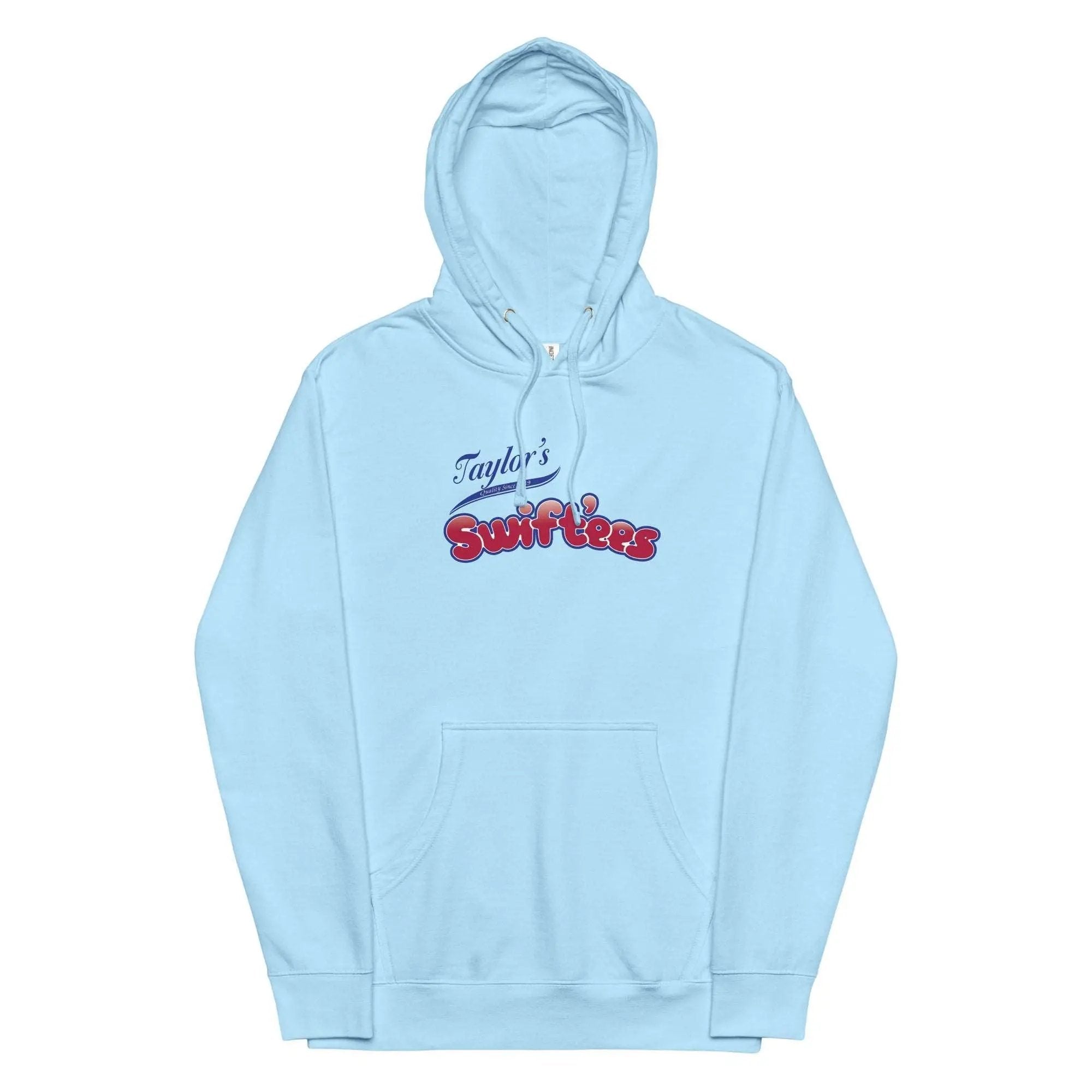 a light blue hoodie with the words, taylor's surf shack on it