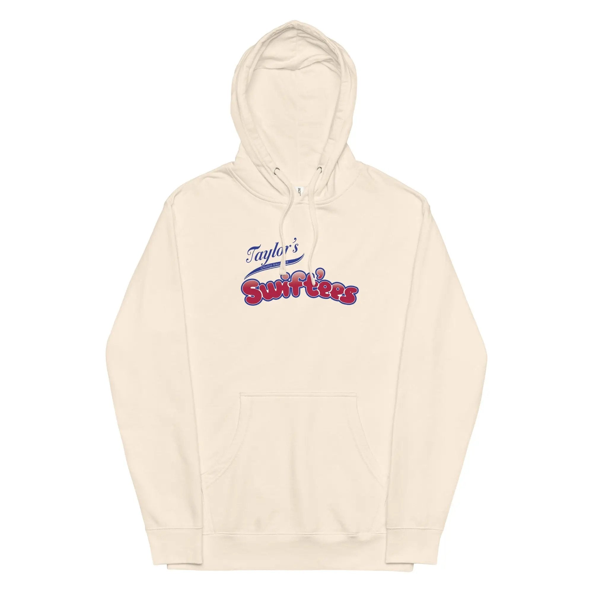 a white hoodie with the words taylor's surf vibes printed on it
