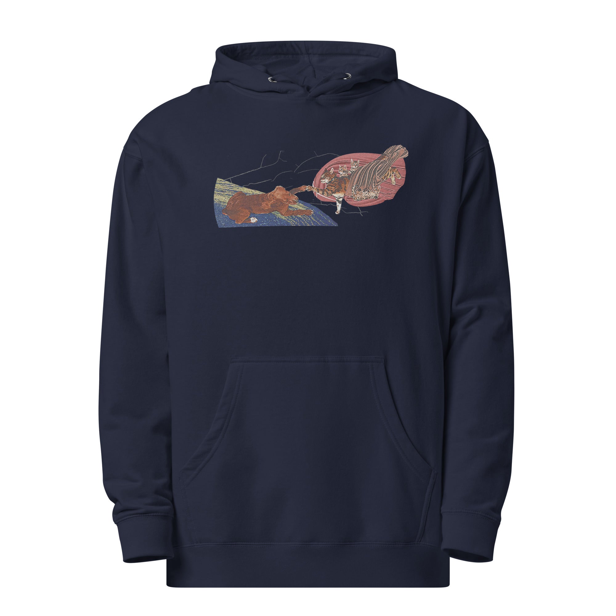a blue hoodie with a picture of a fish on it