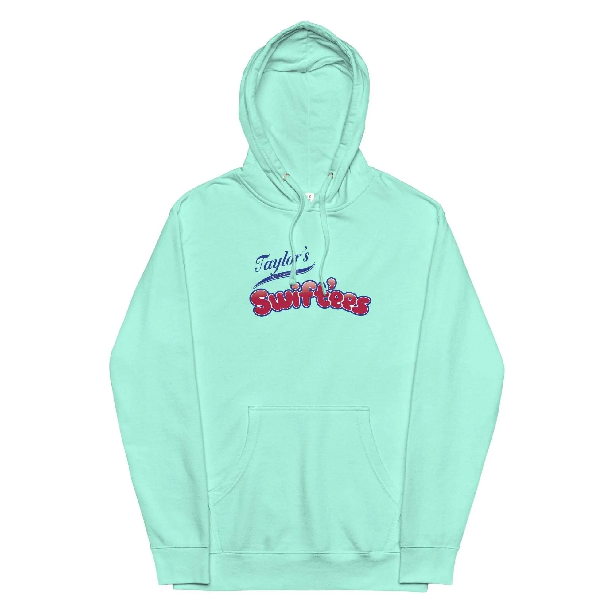 a light green hoodie with the words, taylor's surf shack on it