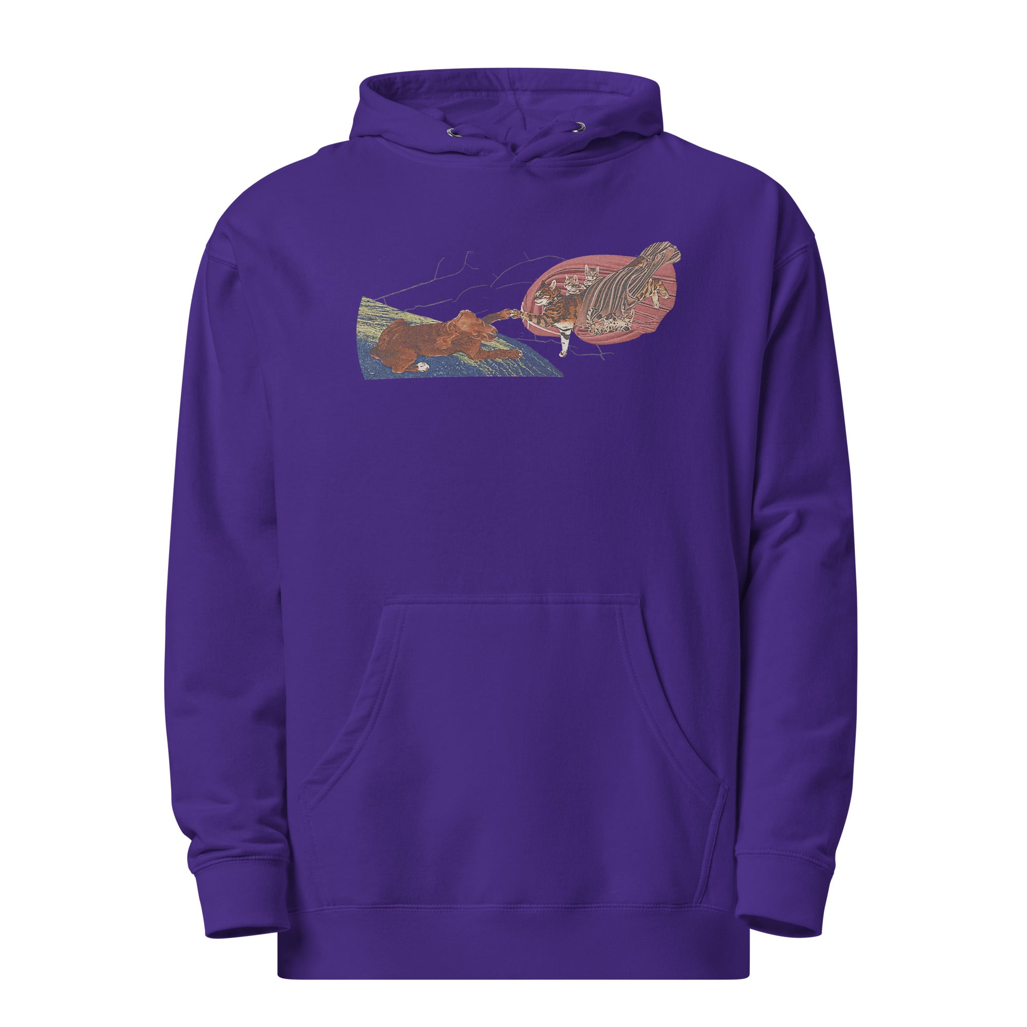 a purple hoodie with a picture of a fish on it