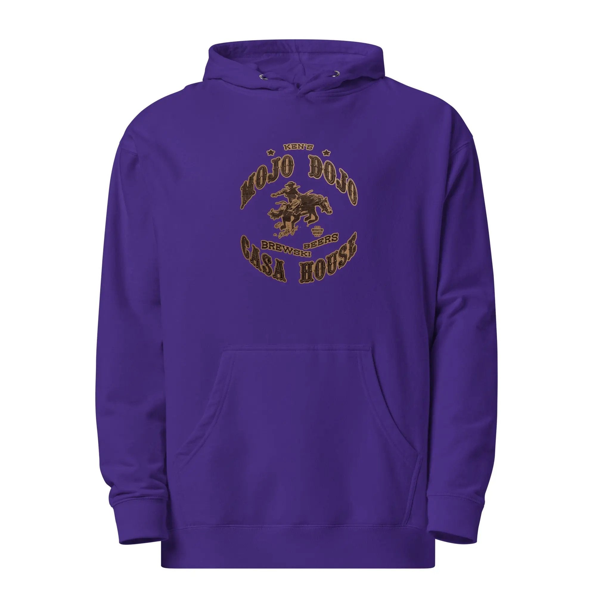 a purple hoodie with an image of a horse on it