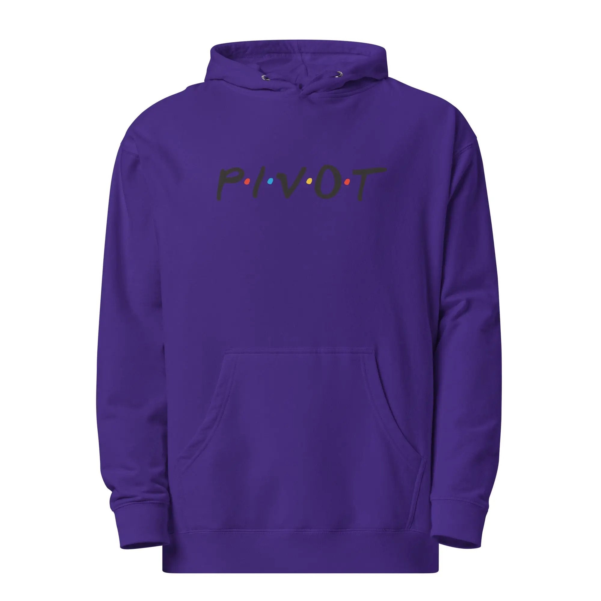 a purple hoodie with the word pivot on it