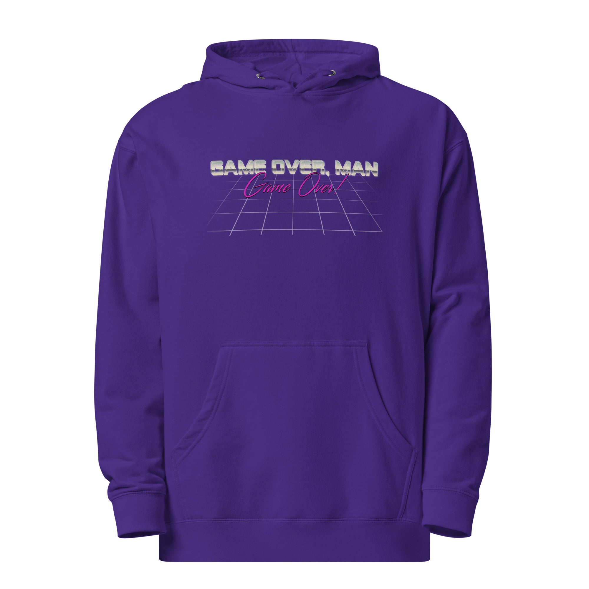 a purple hoodie with the words save over man on it