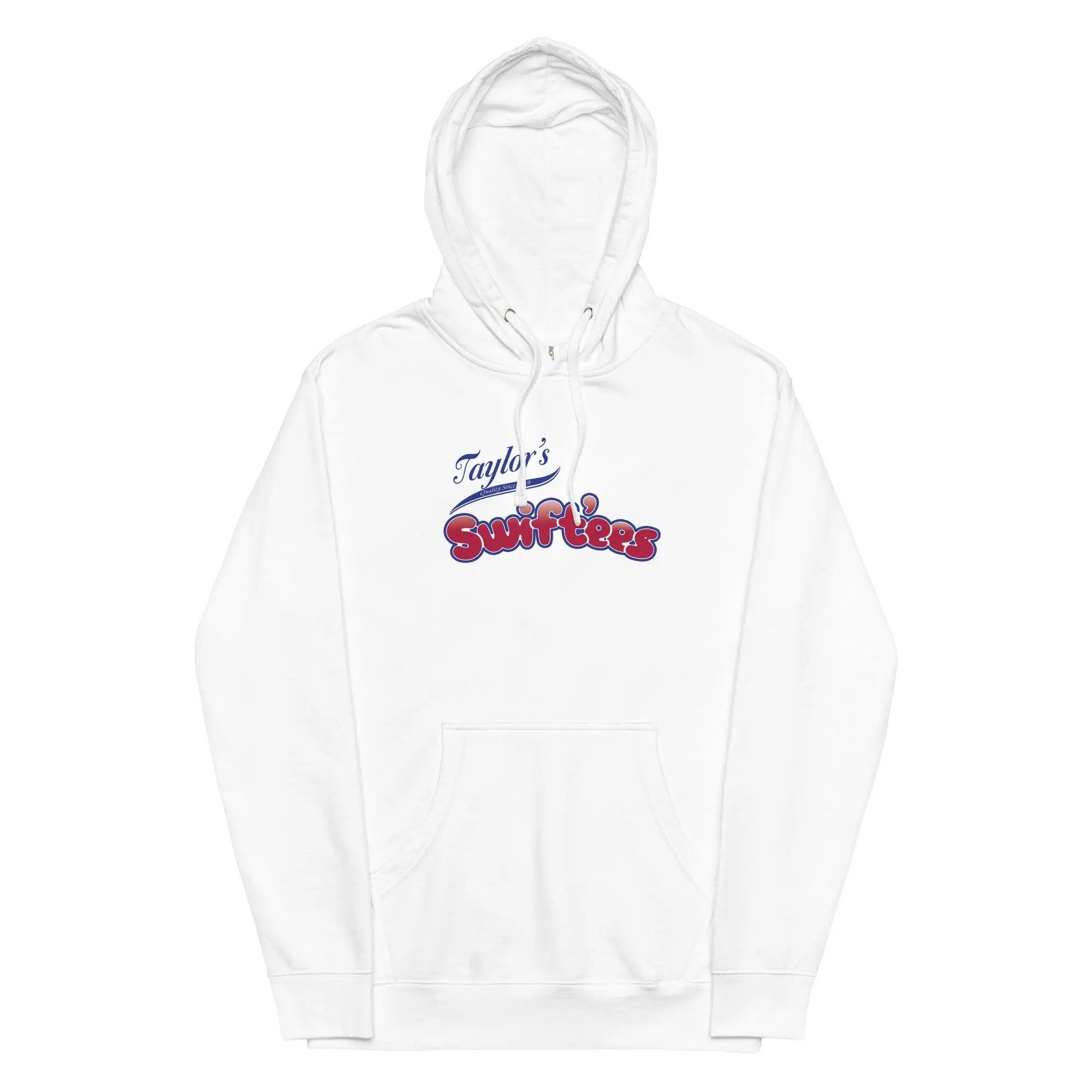 a white hoodie with the words taylor's surf vibes printed on it