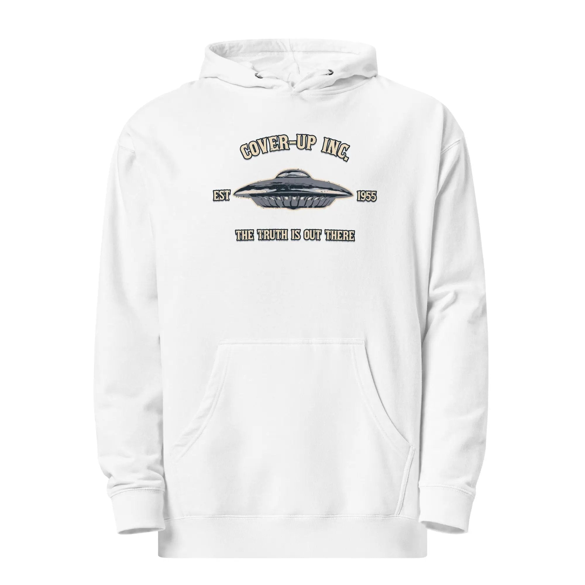 a white hoodie with the words over it