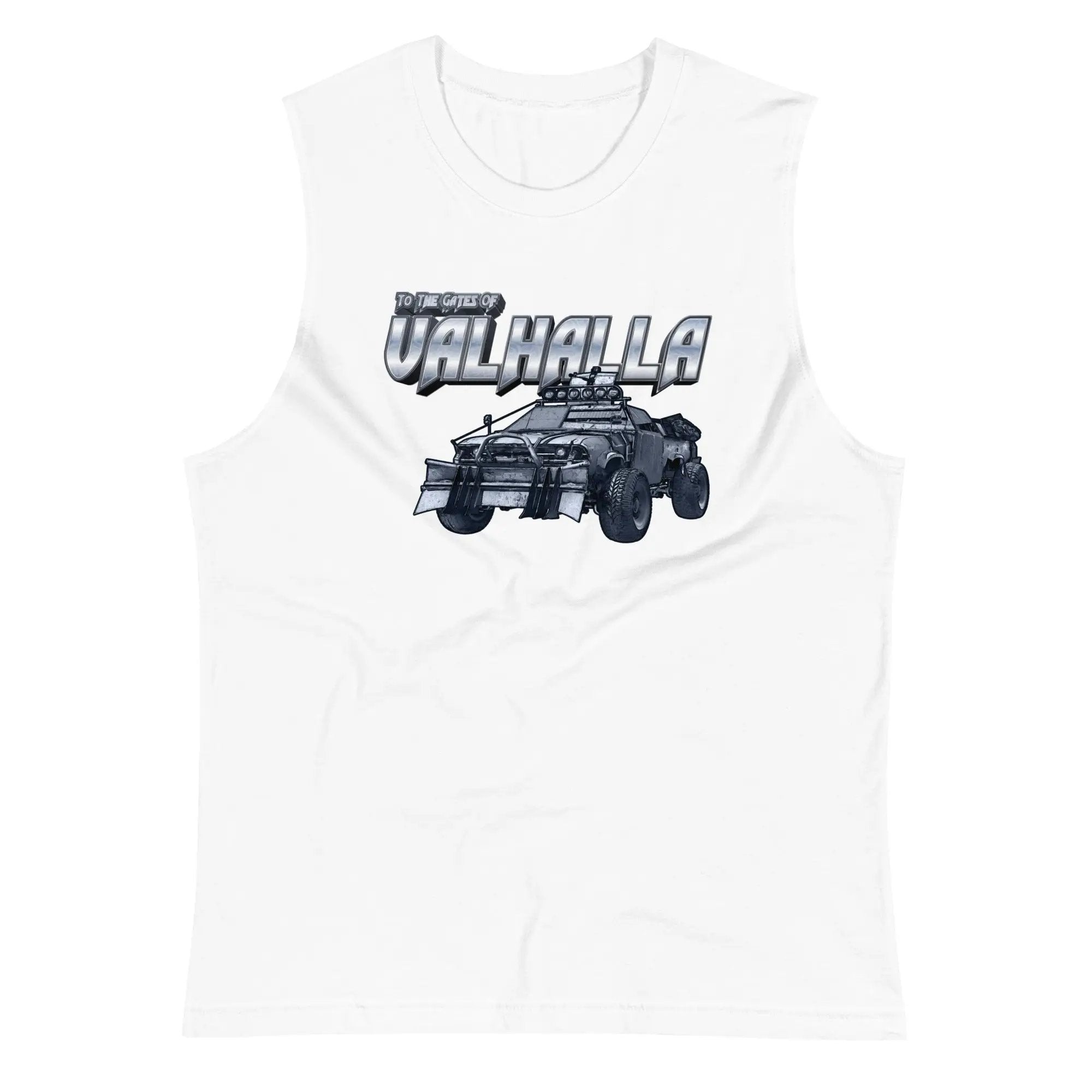 a white tank top with an image of a car