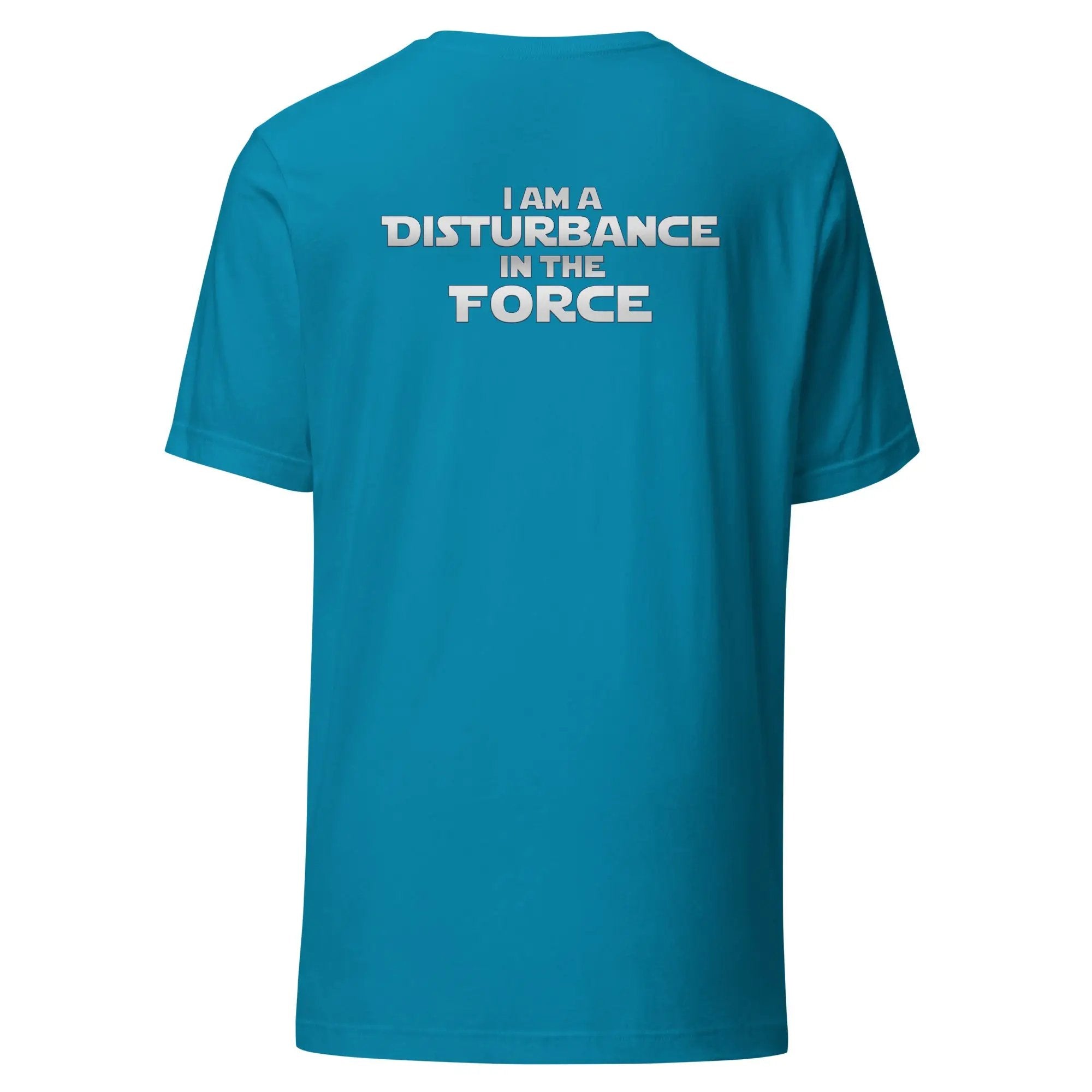 a blue t - shirt that says i am a distance force