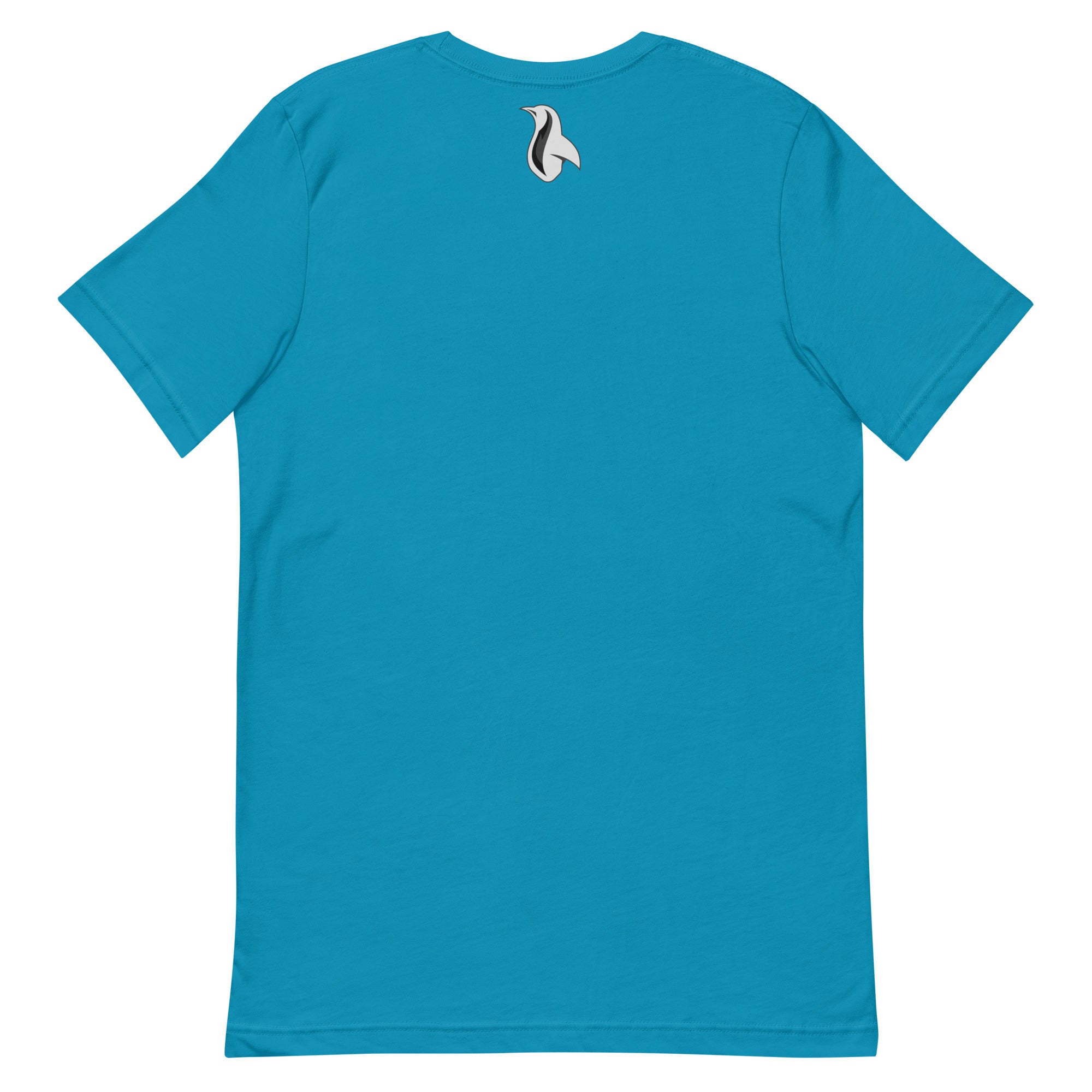 a blue t - shirt with a white bird on it