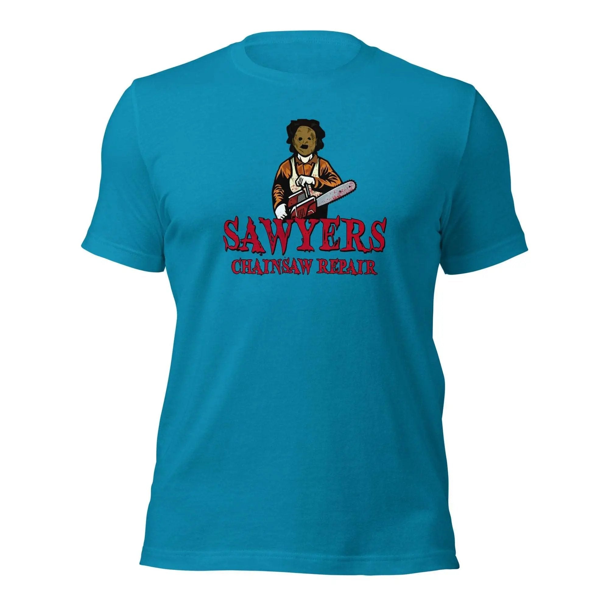 a blue t - shirt with a picture of a man holding a baseball bat