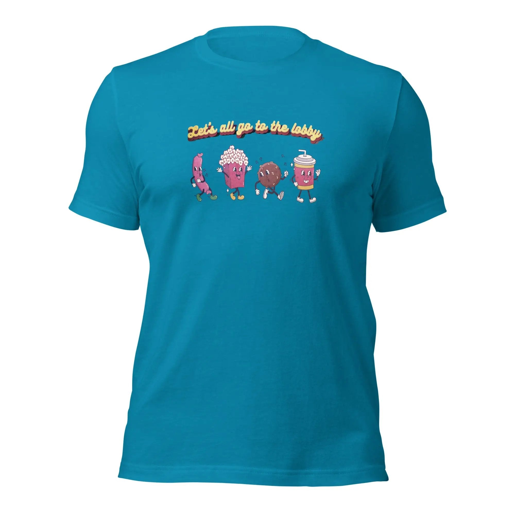 a blue t - shirt with three cartoon characters on it