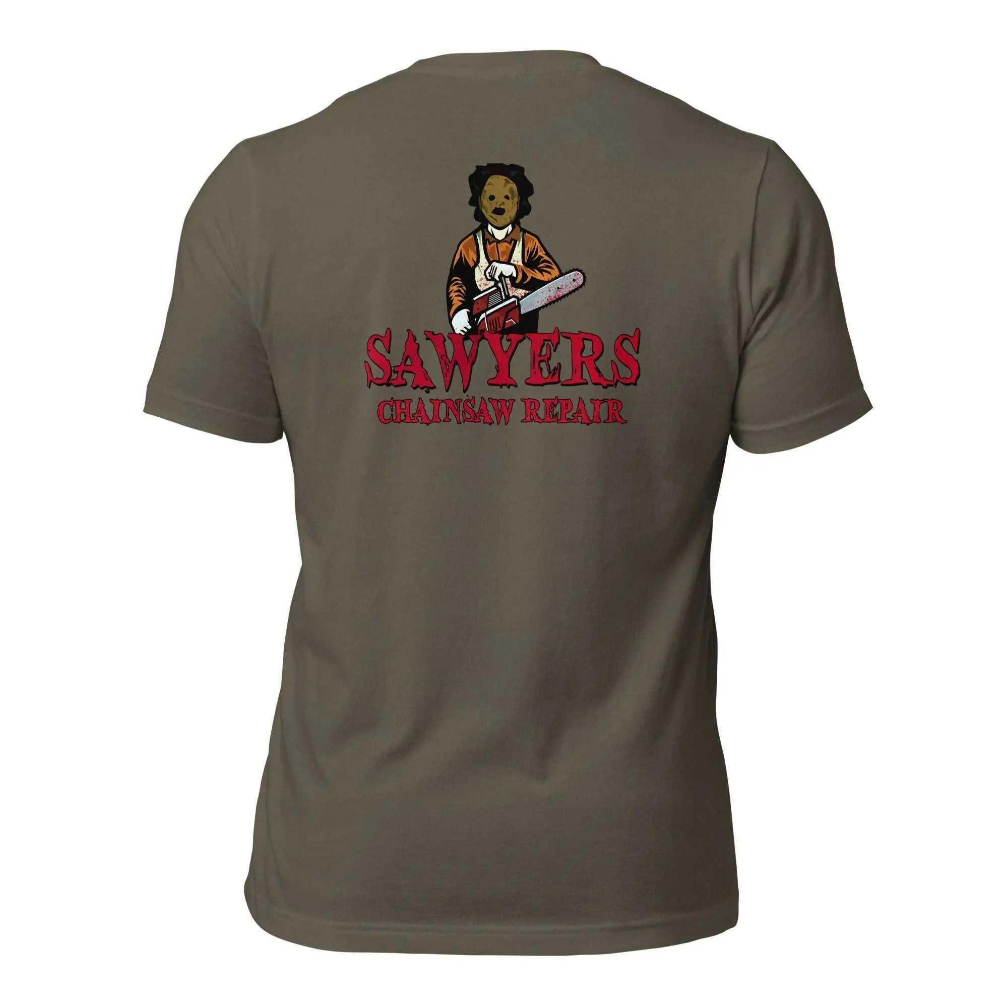 Sawyers Chainsaw Repair Unisex t-shirt (BACK)
