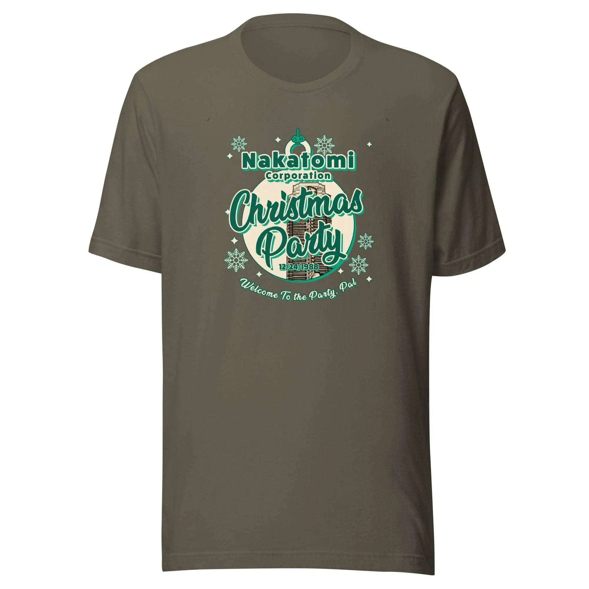 a t - shirt with a christmas party design on it