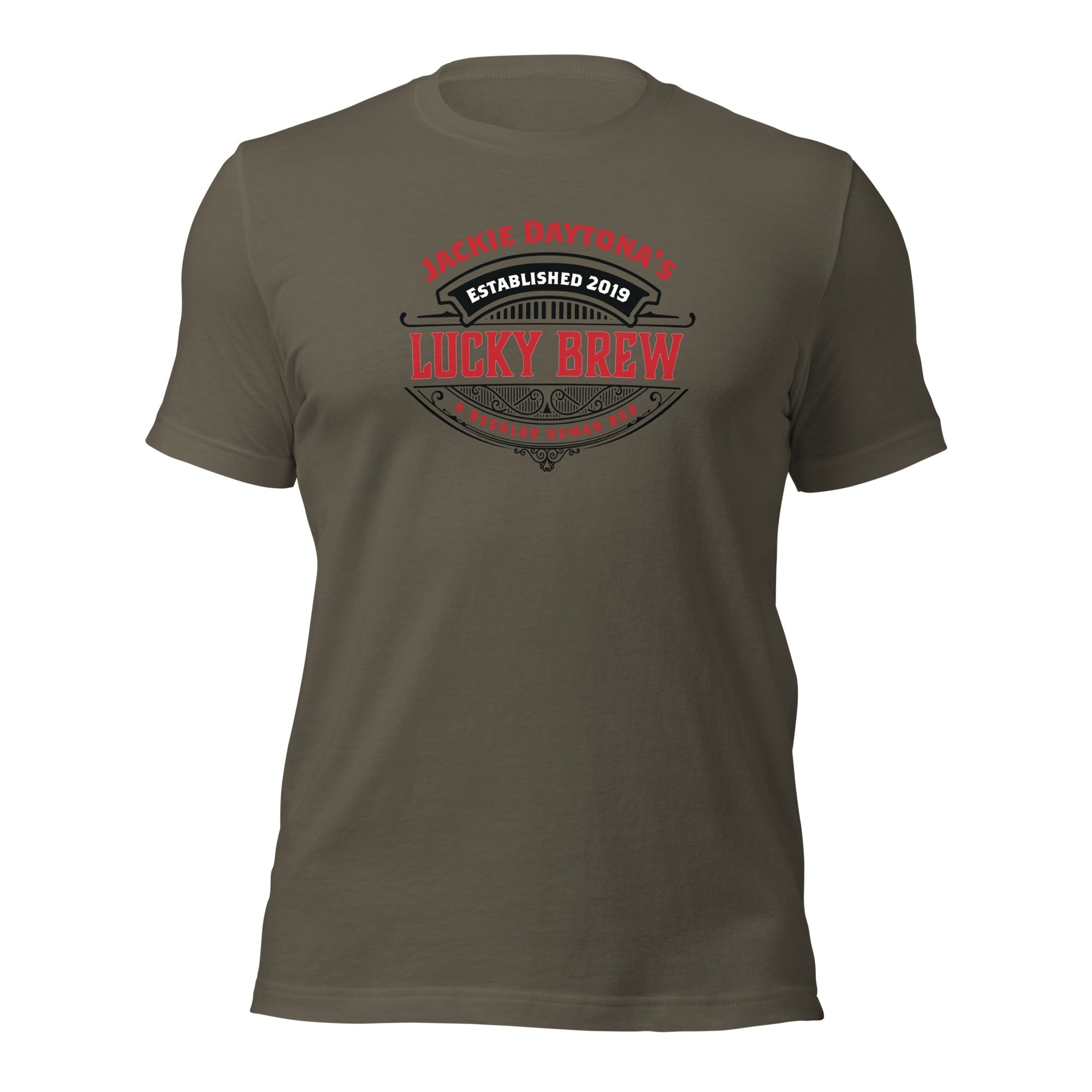 a brown t - shirt with the words lucky brown on it
