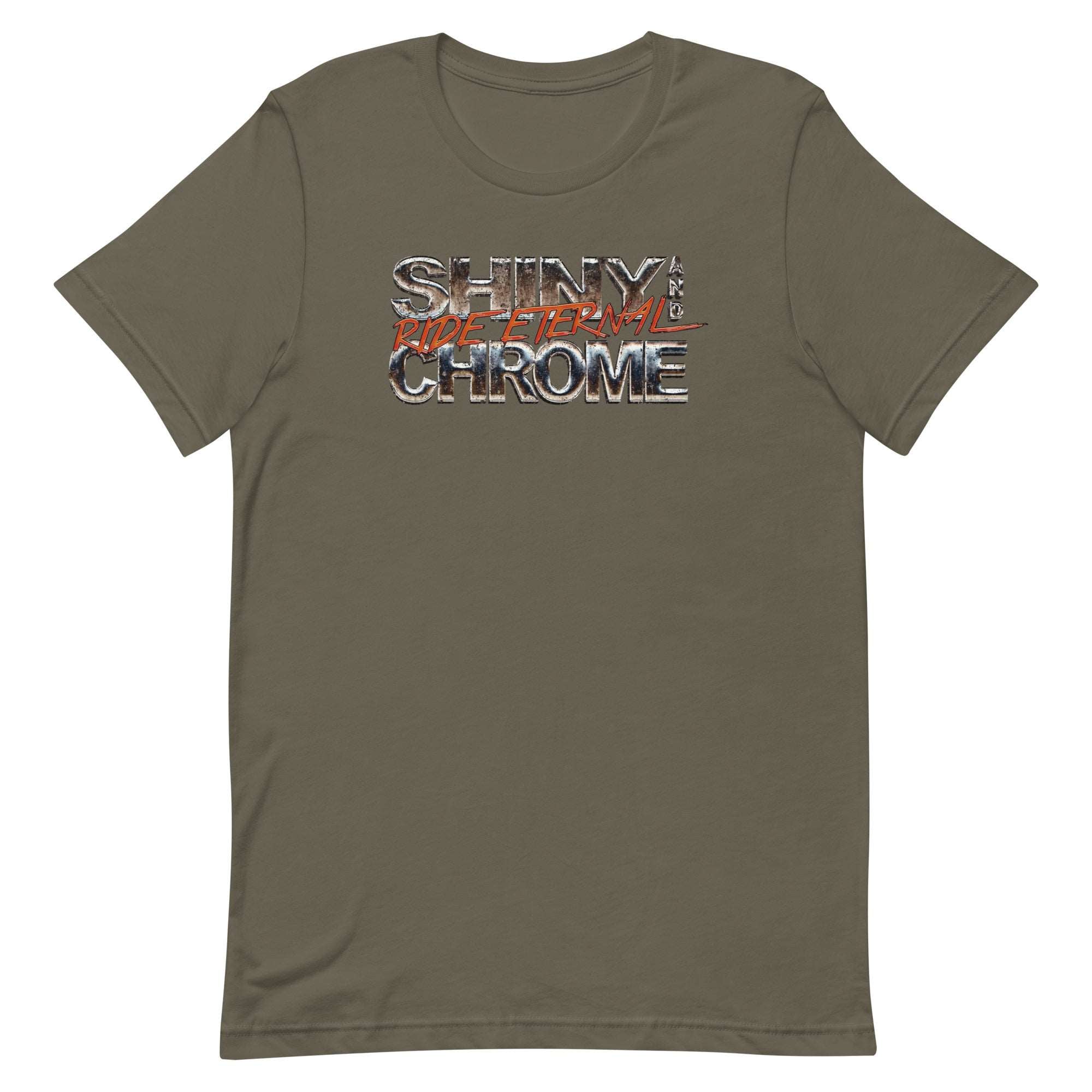 a t - shirt with the words shine chrome on it