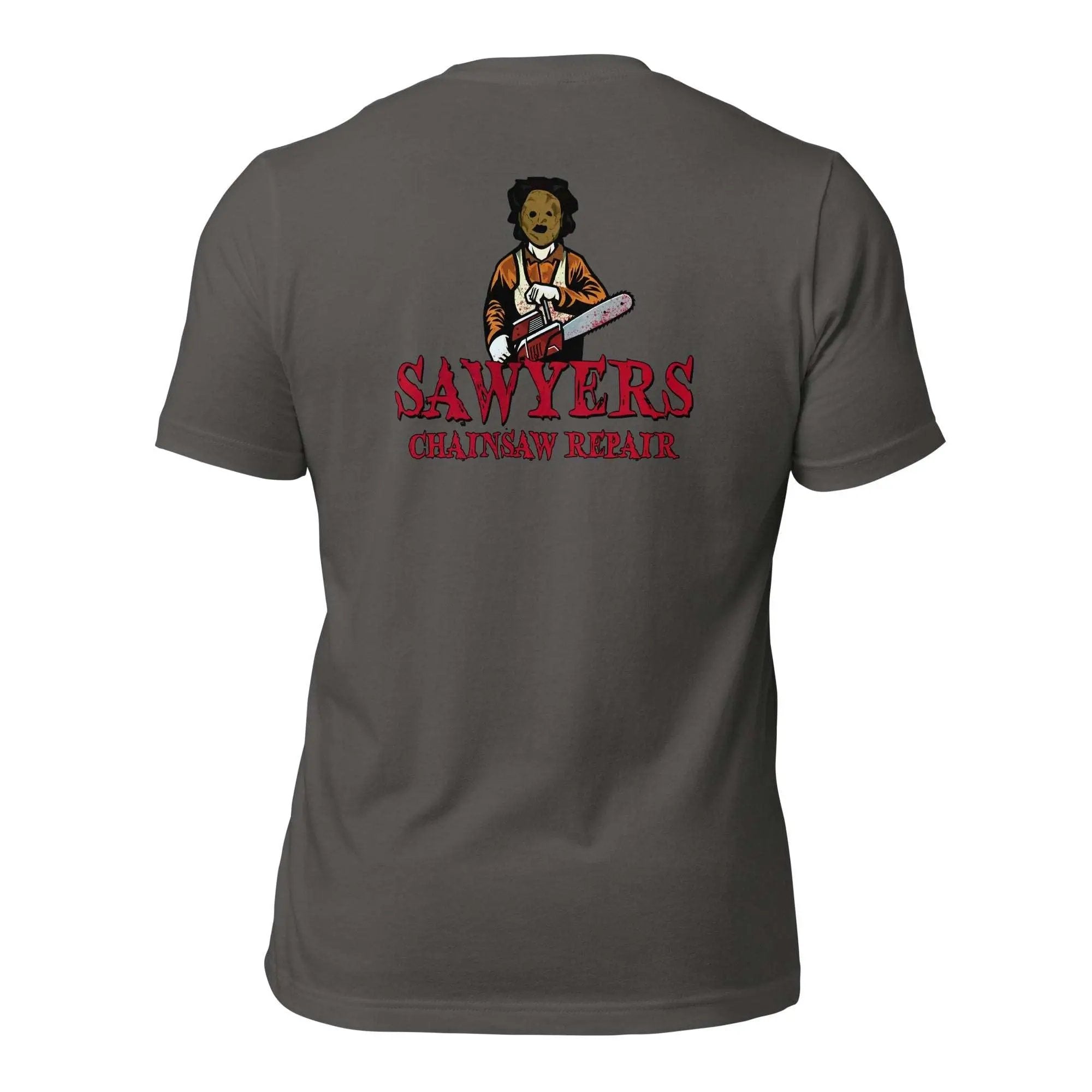 Sawyers Chainsaw Repair Unisex t-shirt (BACK)