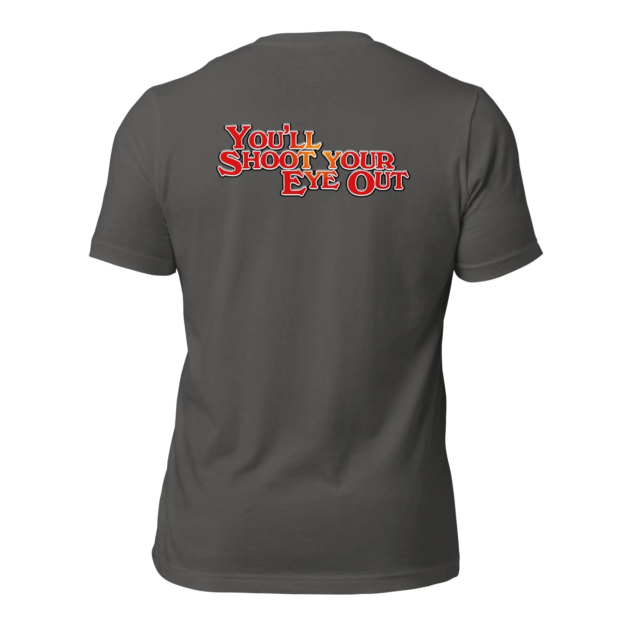 the back of a gray t - shirt that says, your show your die out