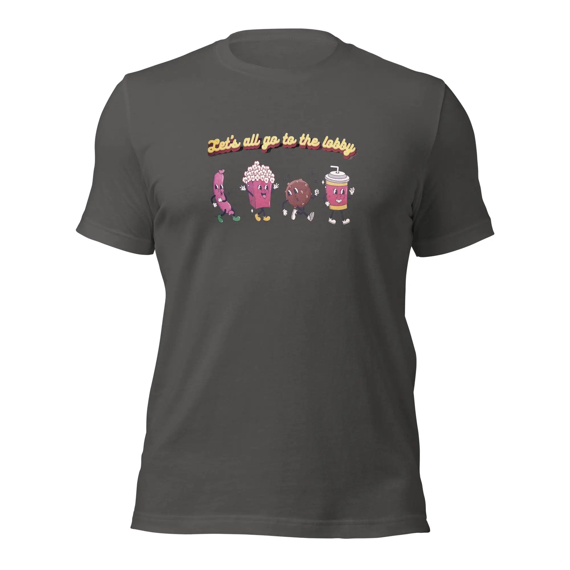 a gray t - shirt with a cartoon character on it
