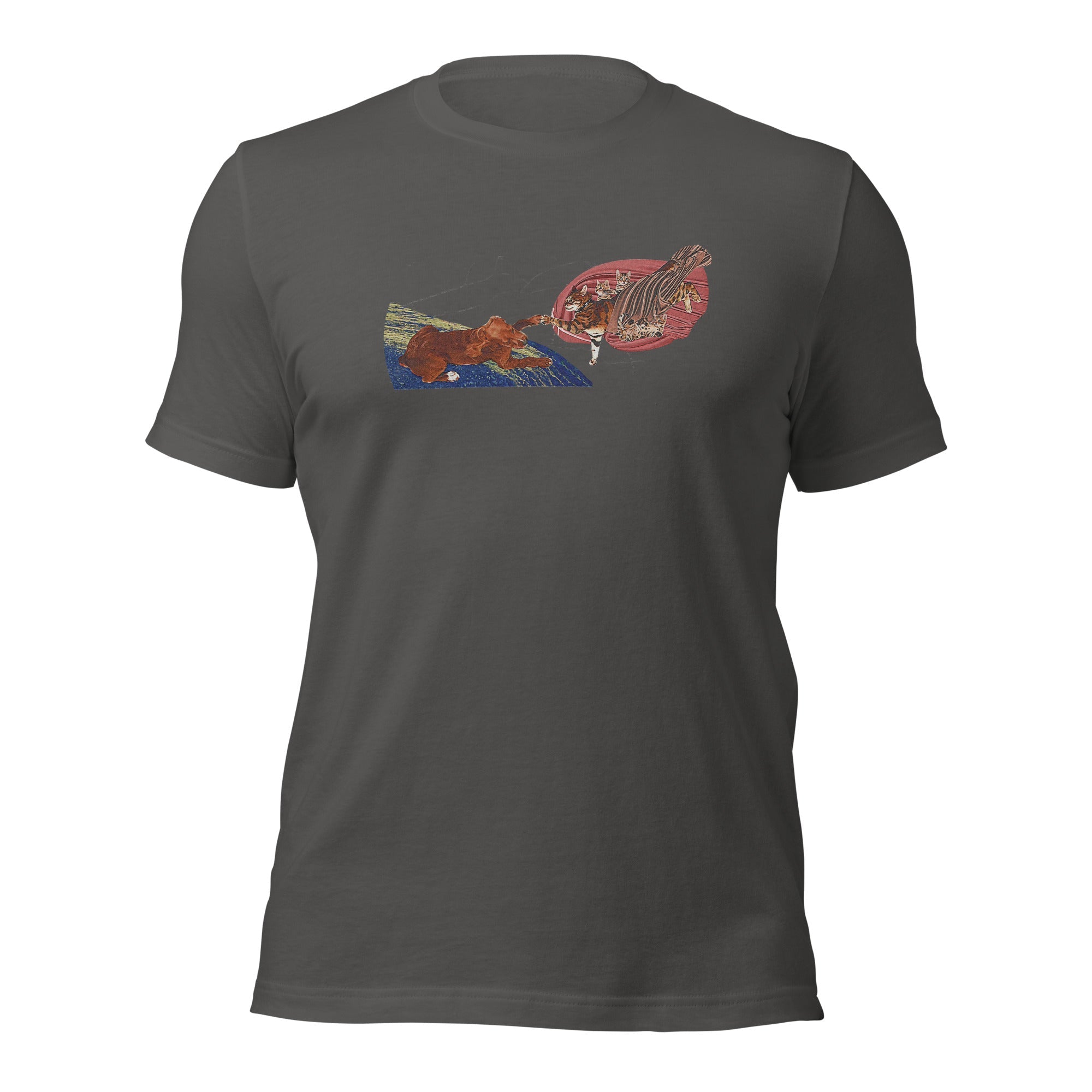 a grey t - shirt with a picture of a fish on it
