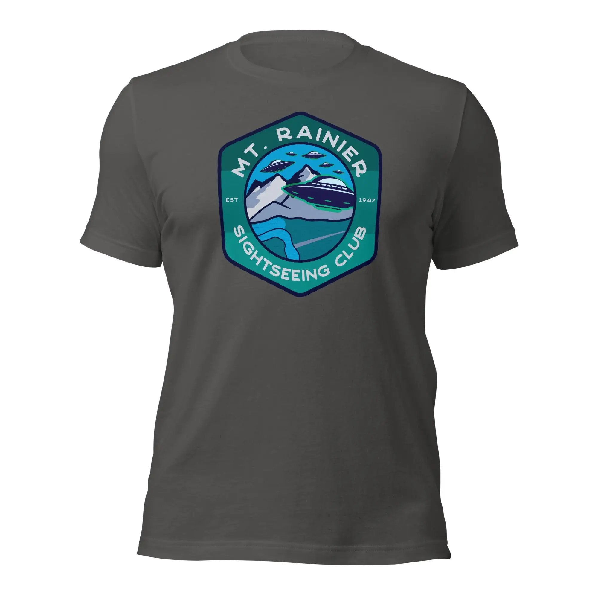 a gray t - shirt with a picture of a boat on it