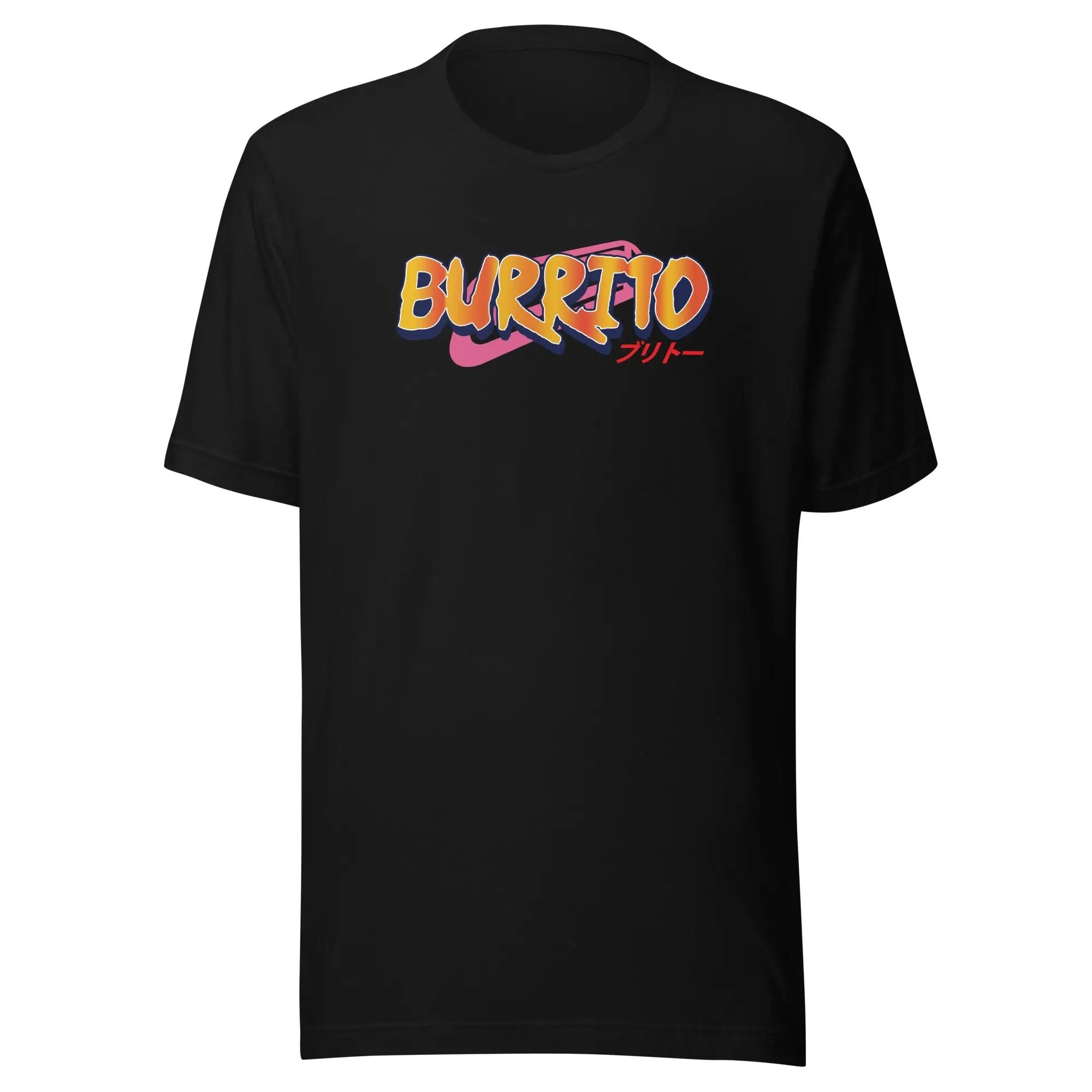 a black t - shirt with the word burrito printed on it