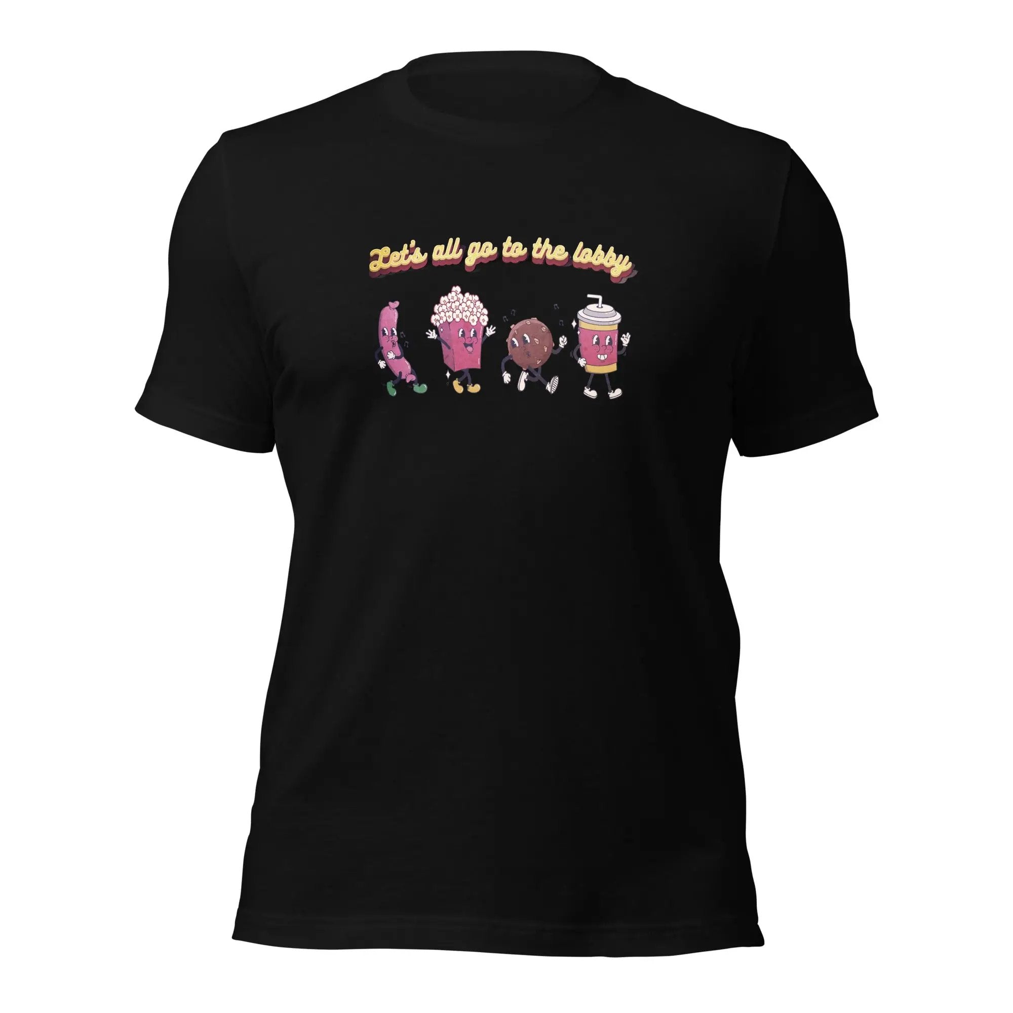 a black t - shirt with three cartoon characters on it