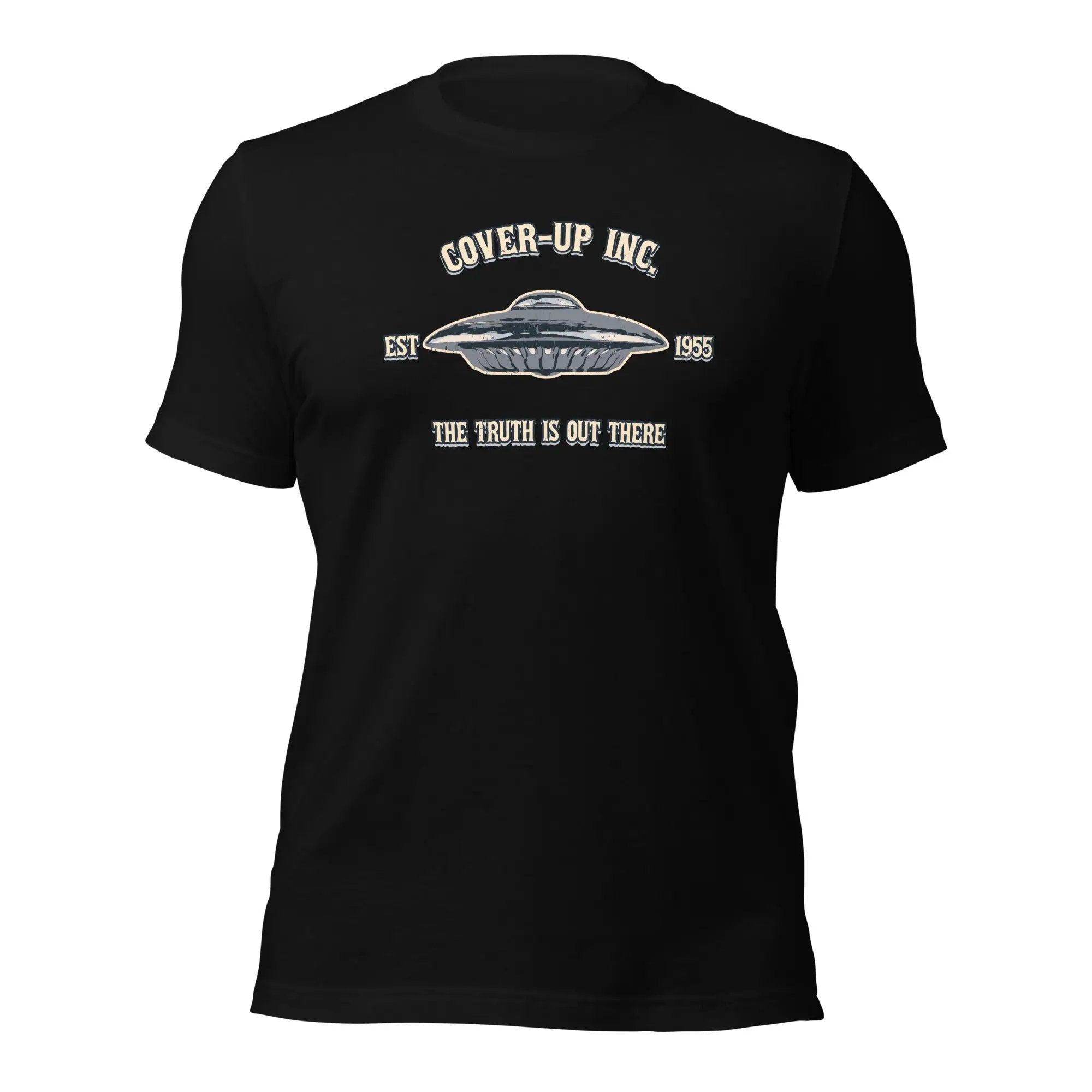a black shirt with the words cover up inc on it