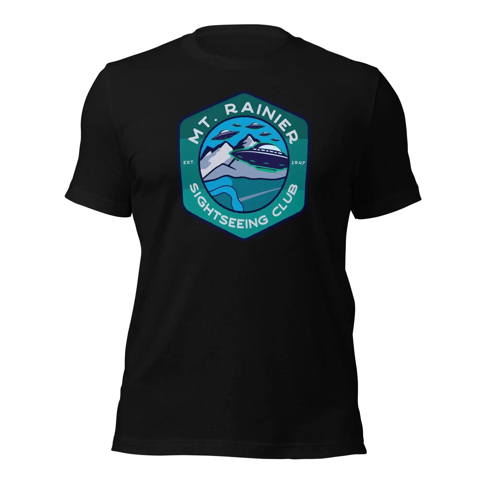 a black t - shirt with a picture of a boat on it