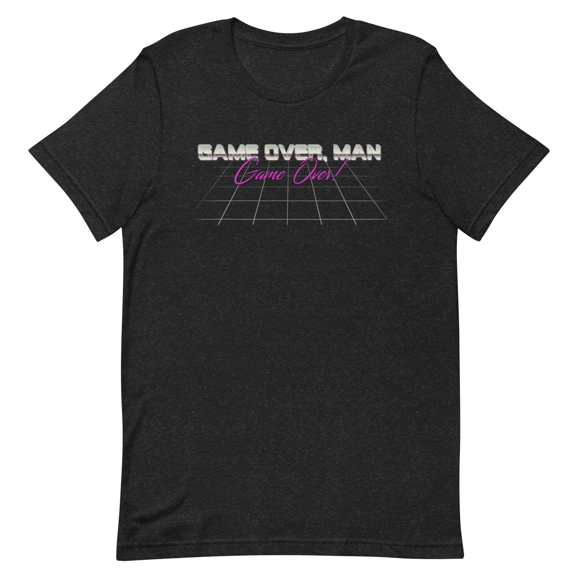 a black t - shirt with the words same over man on it