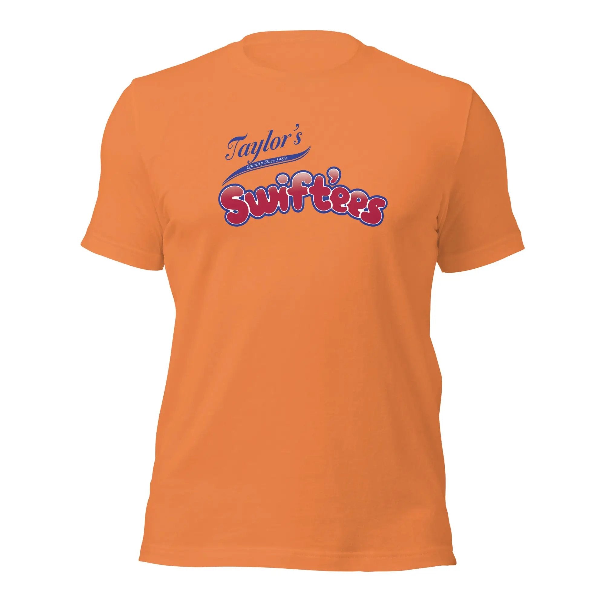 an orange t - shirt with the words, taylor's surfers on it