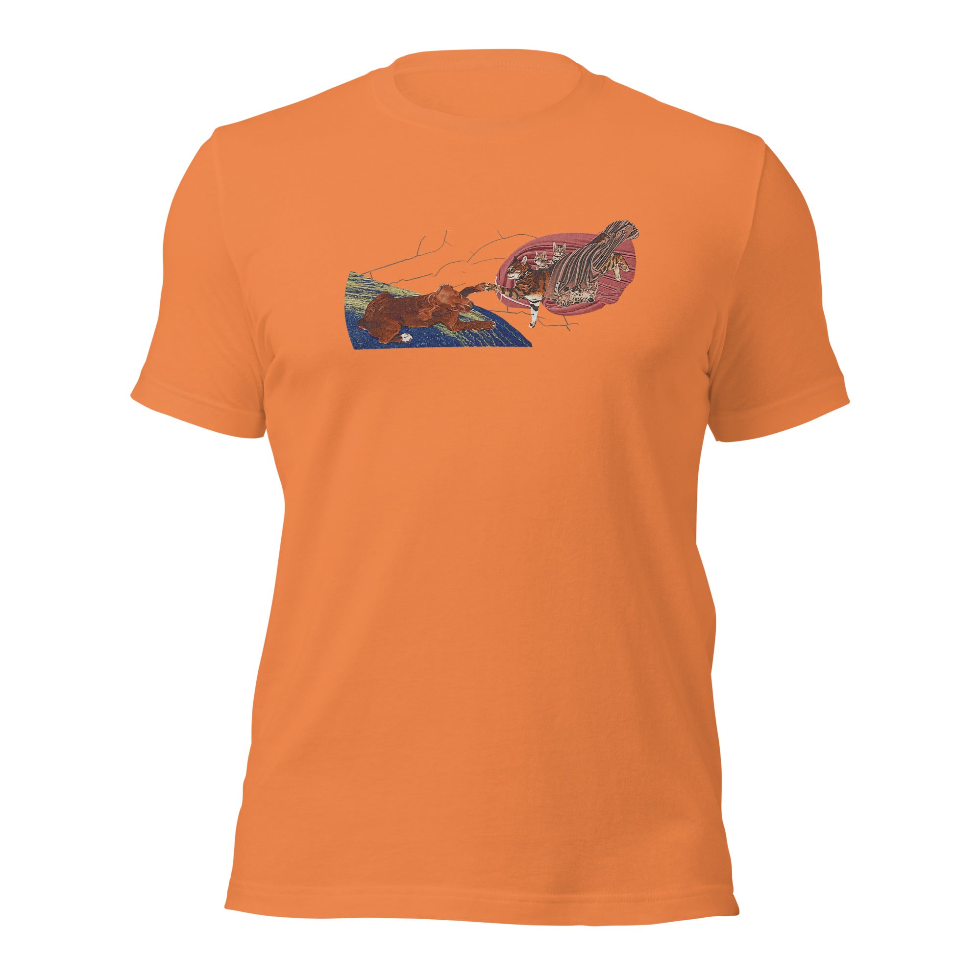 an orange t - shirt with a picture of a fish on it