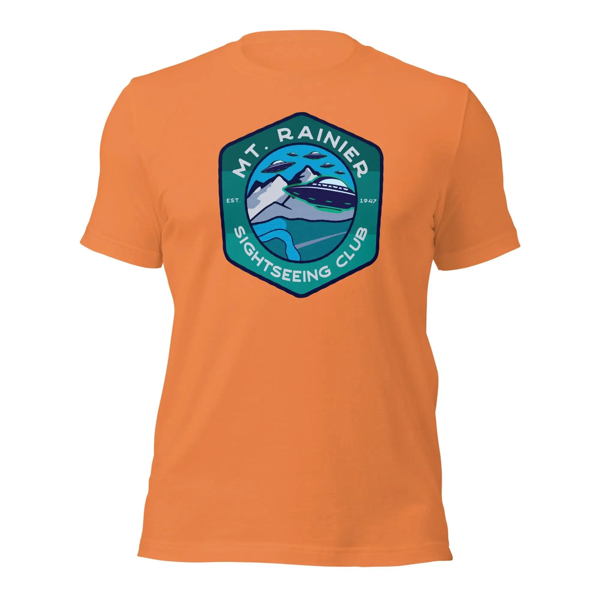 an orange t - shirt with a picture of a boat on it