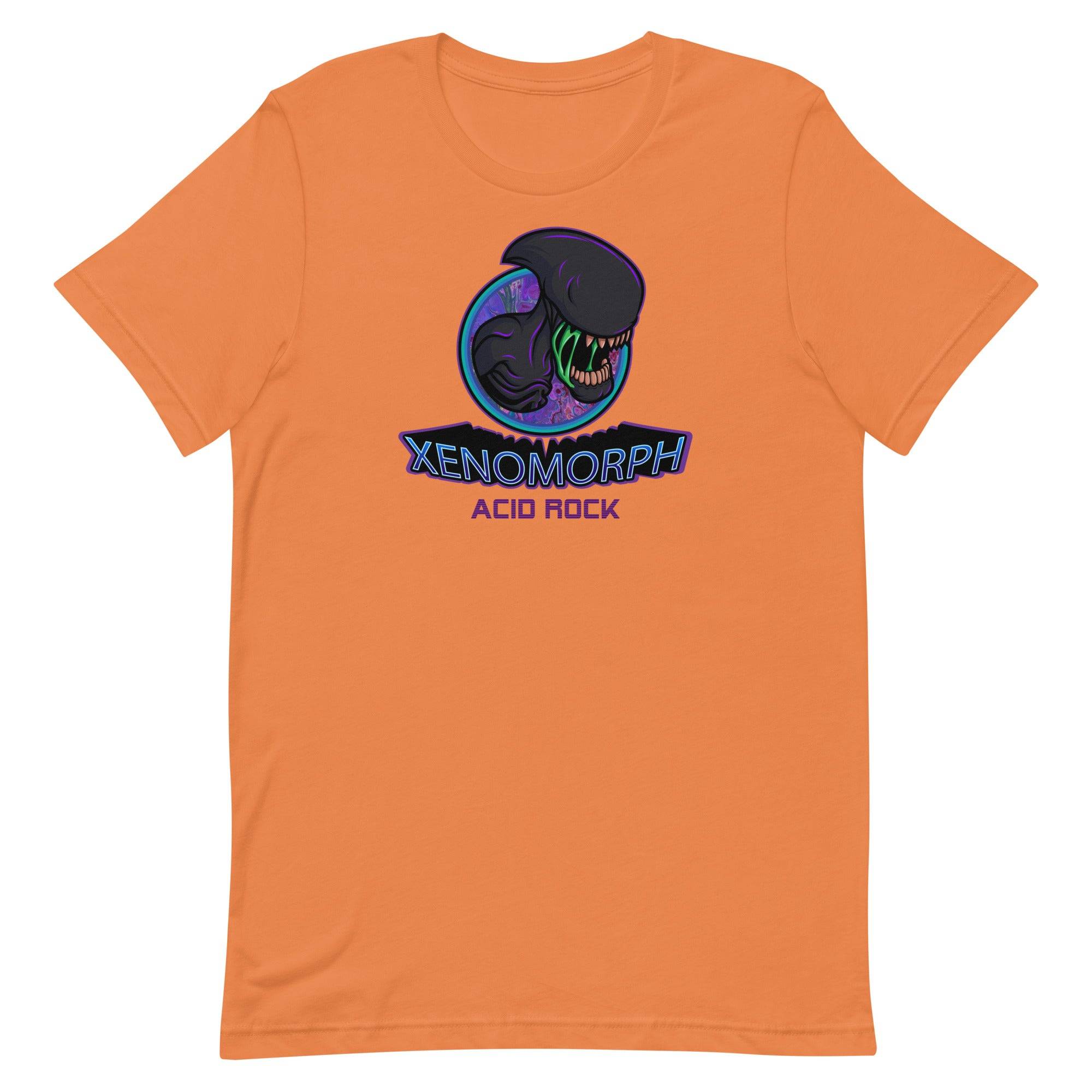an orange t - shirt with an image of an alien on it