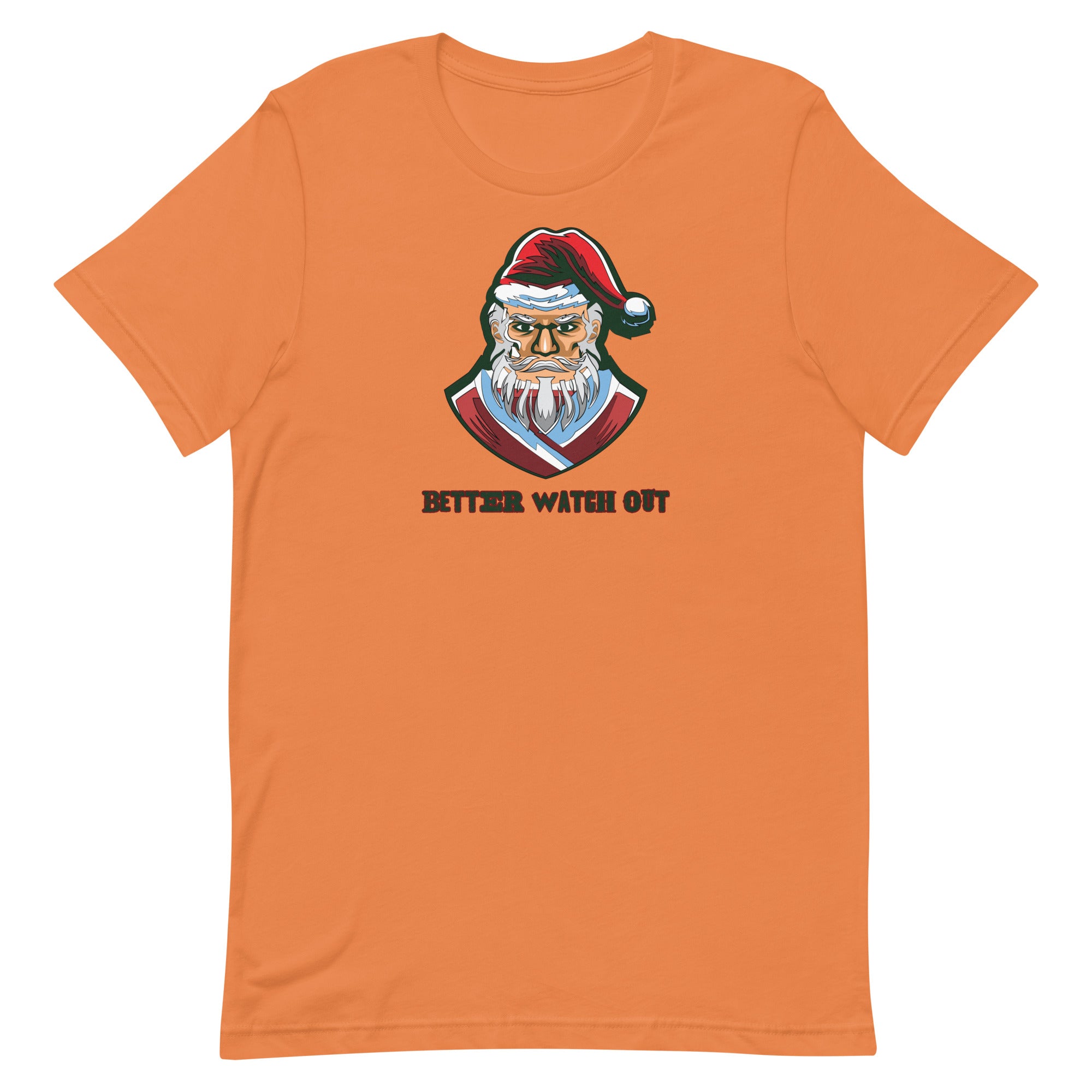 an orange t - shirt with a santa clause on it