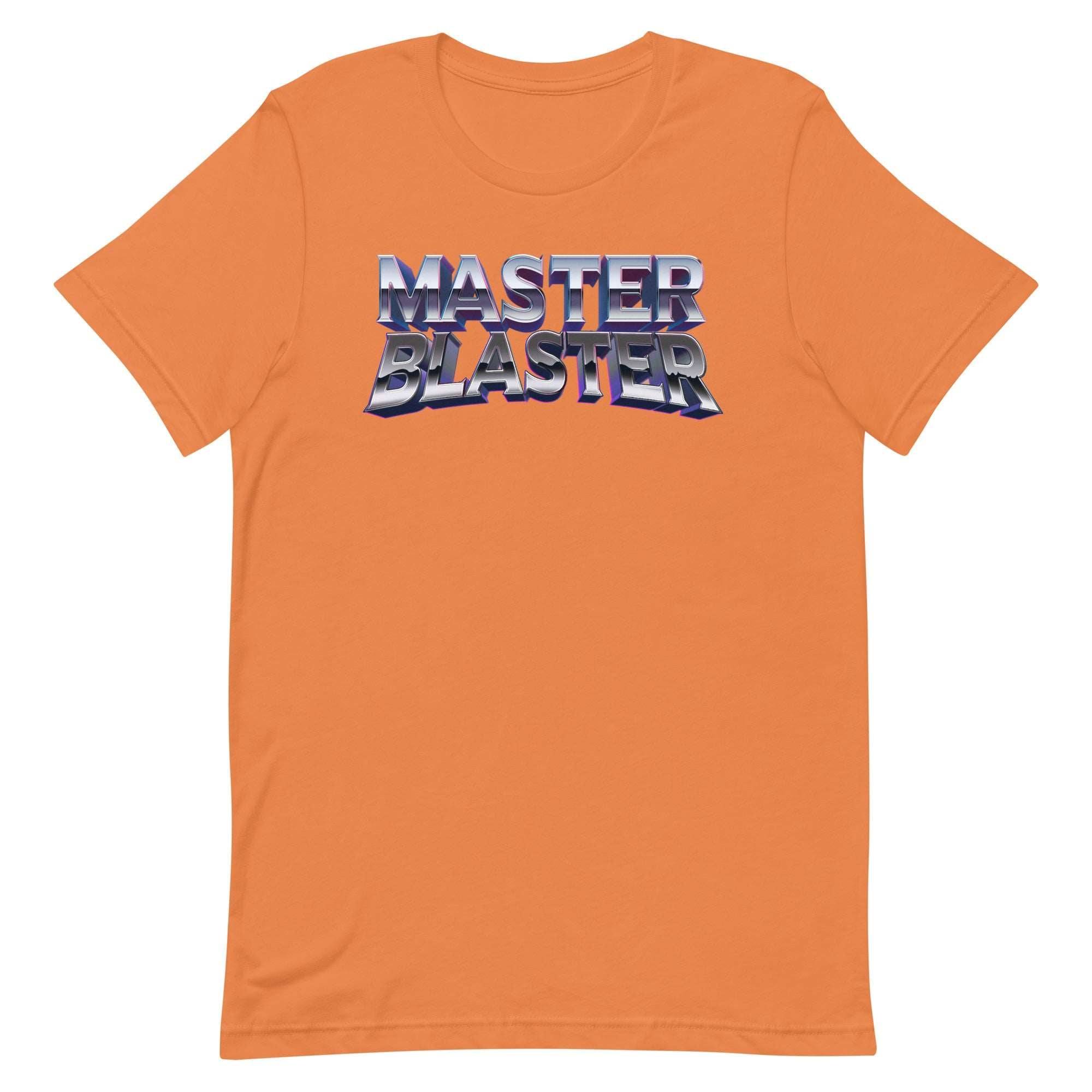 a t - shirt with the words master blaster printed on it