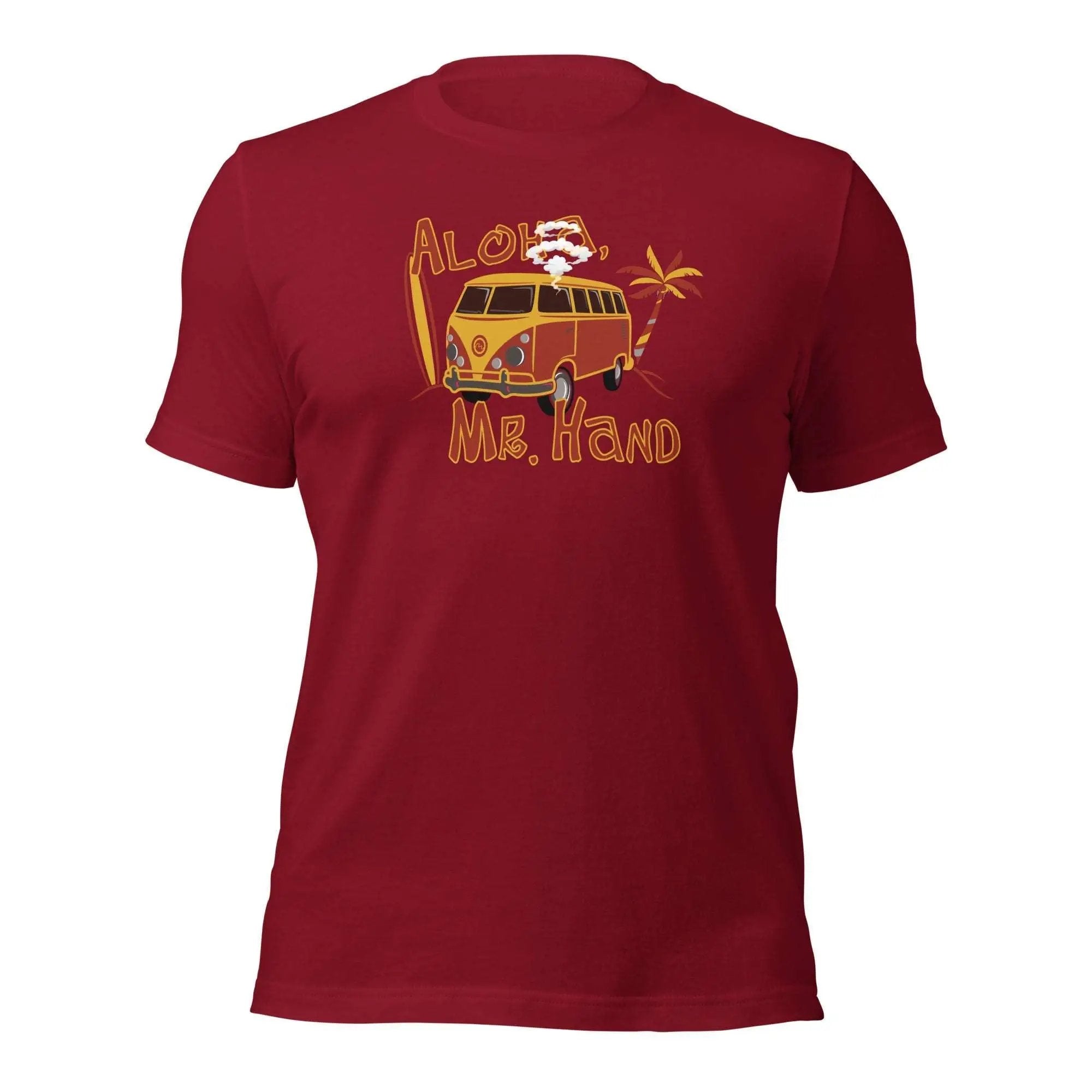 a red t - shirt with an image of a van with a van on it