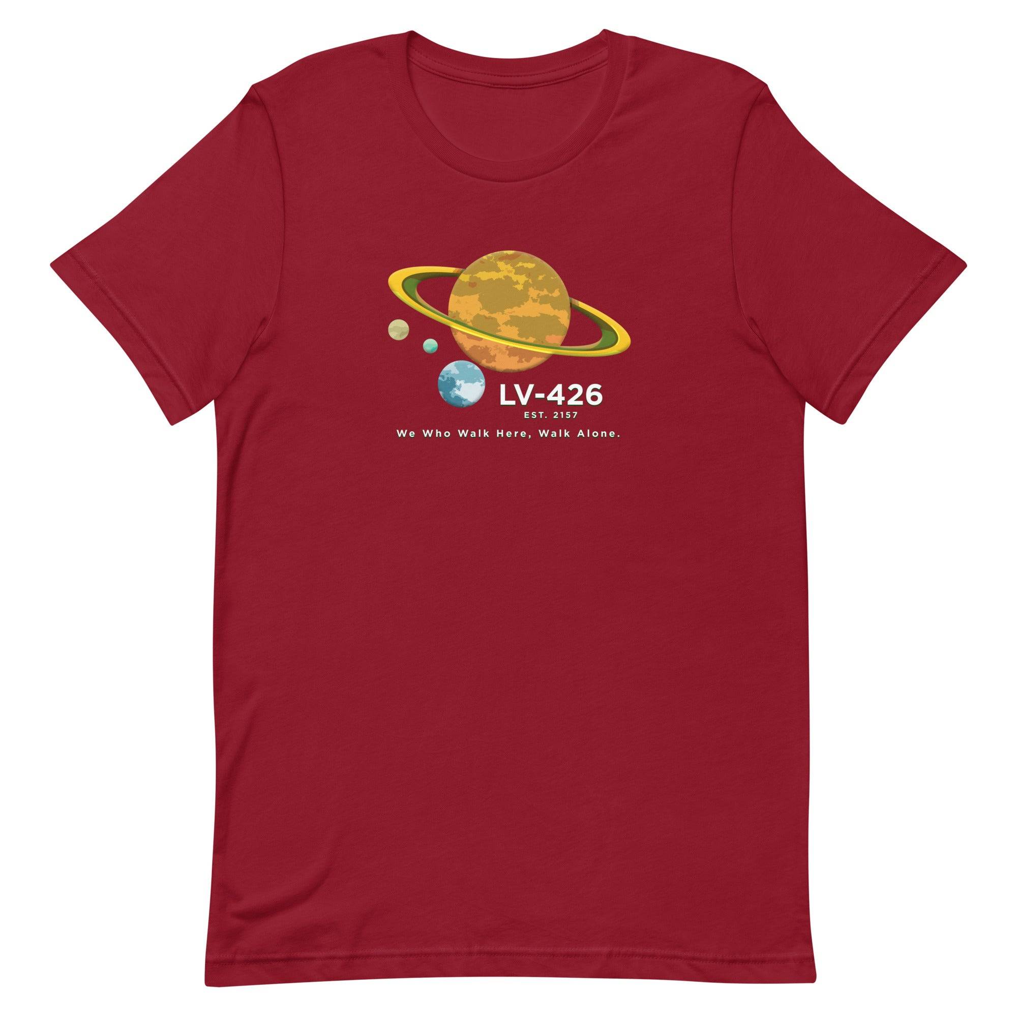 a red t - shirt with the nasa logo on it