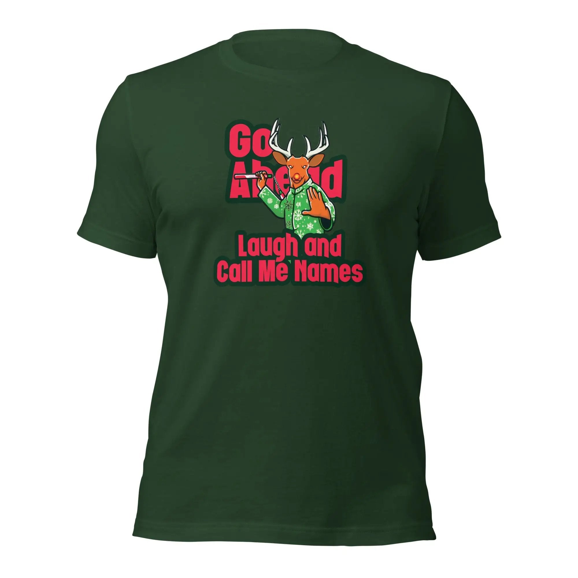 a green t - shirt with a deer on it