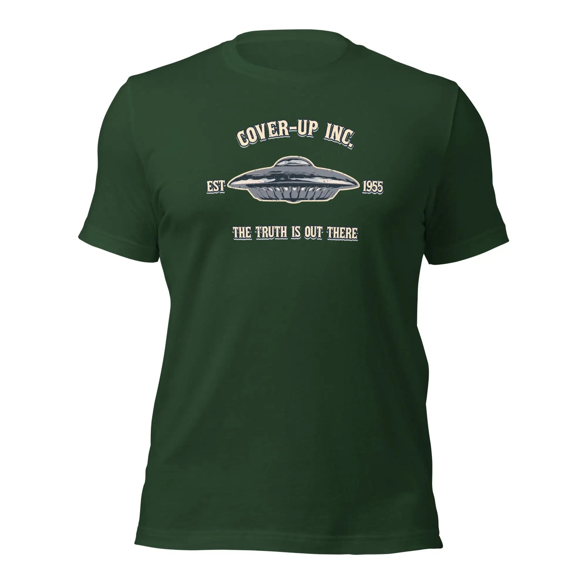a green t - shirt that says cover up inc