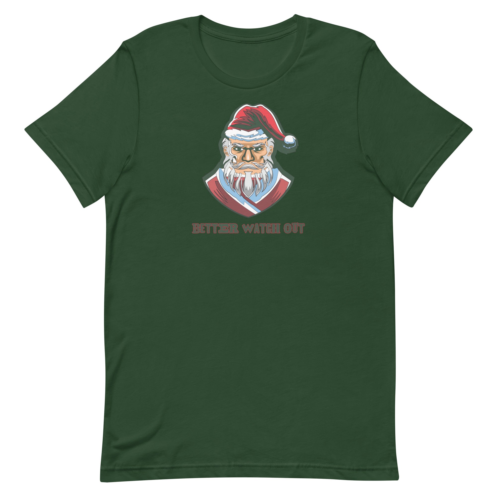a green t - shirt with a santa clause on it