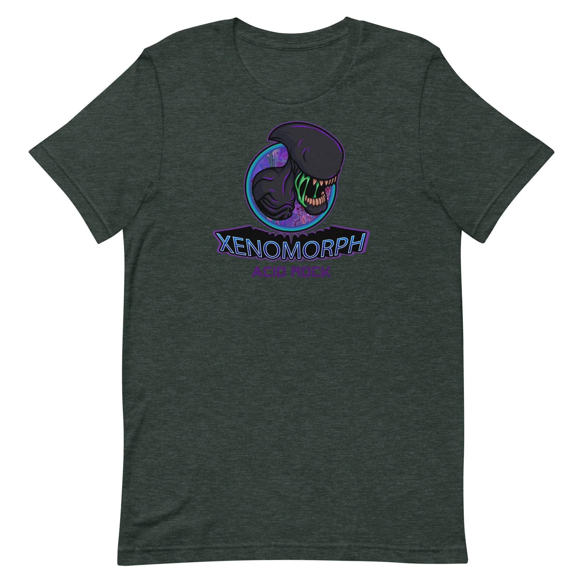a green t - shirt with the words xenomorph on it