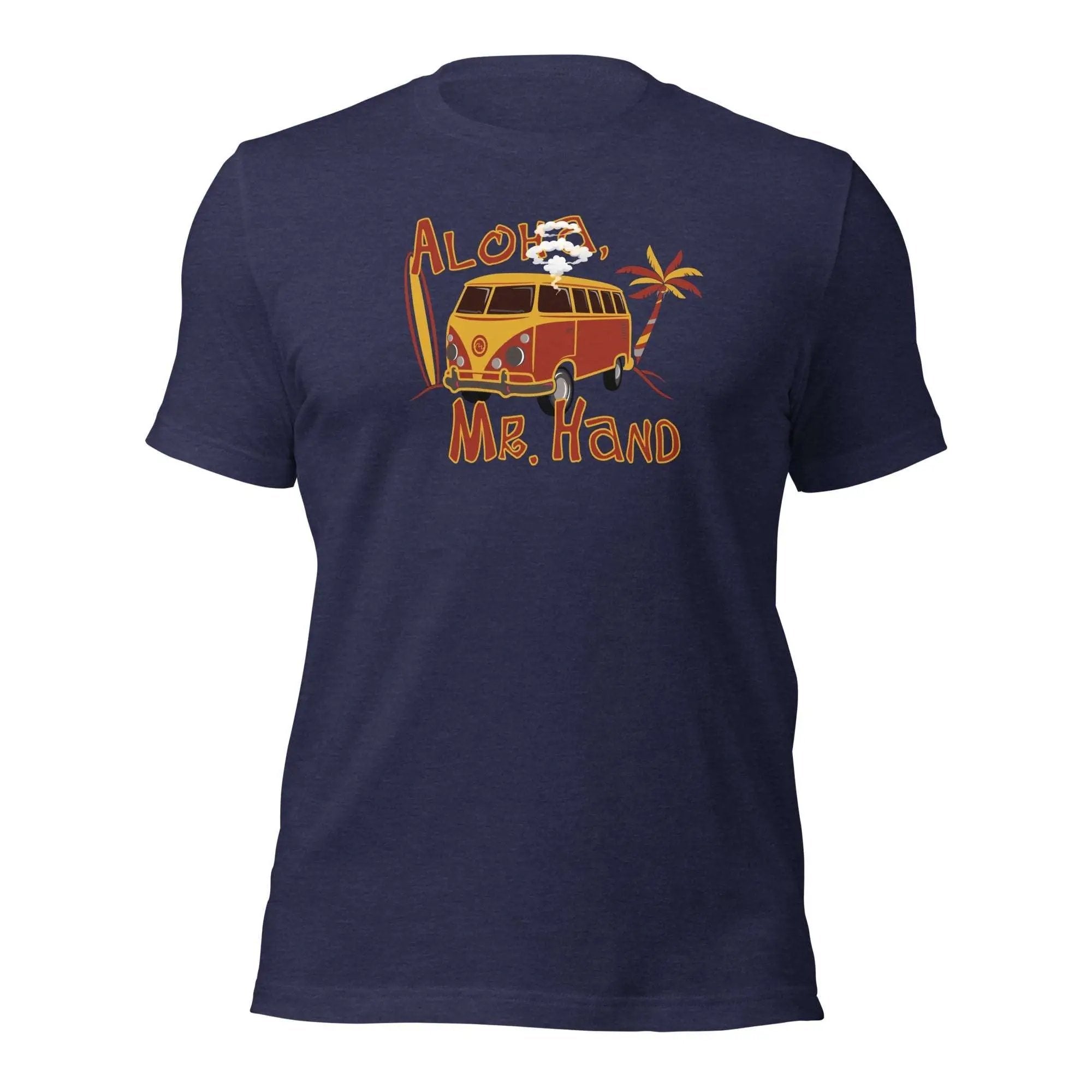a blue t - shirt with an image of a van with the words alco